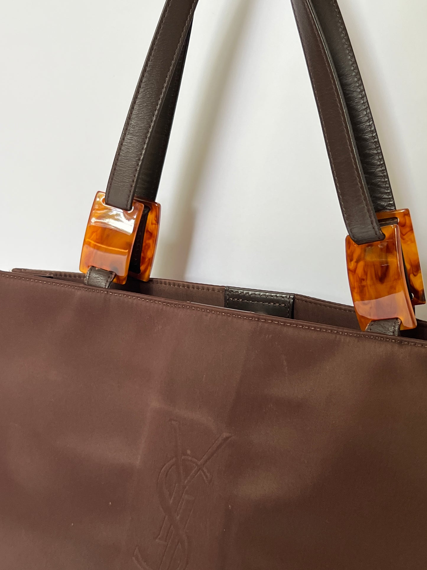 YSL Nylon & Tortoiseshell Tote