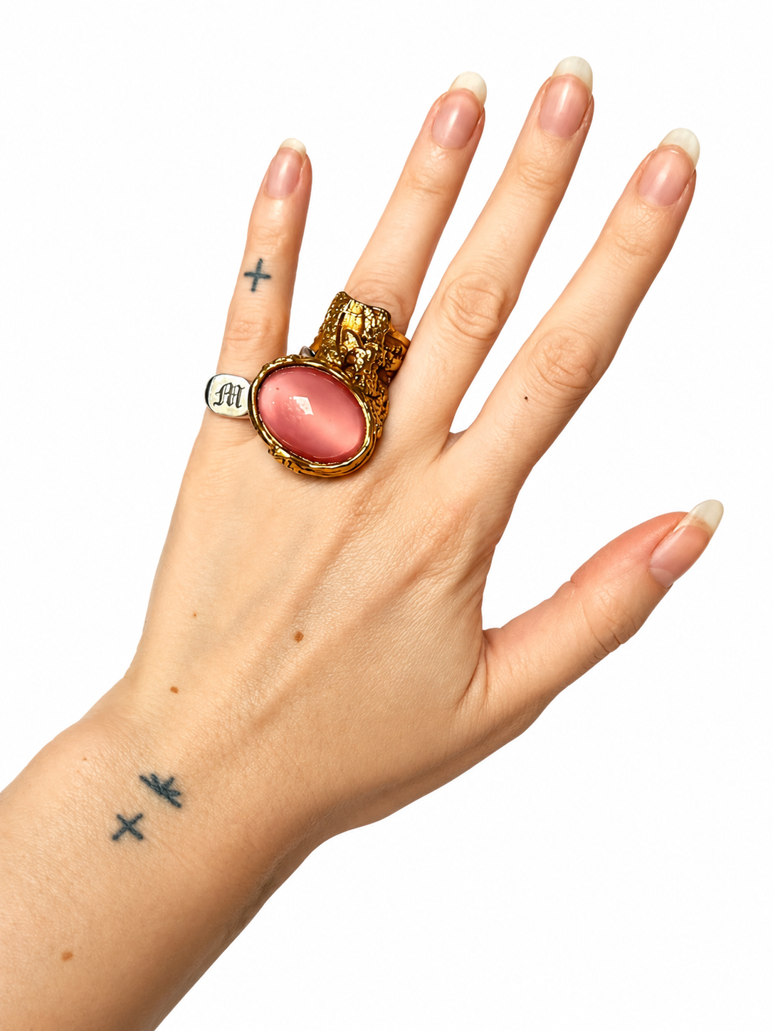 Vintage Yves Saint Laurent Arty Ring — Pink — Size 5