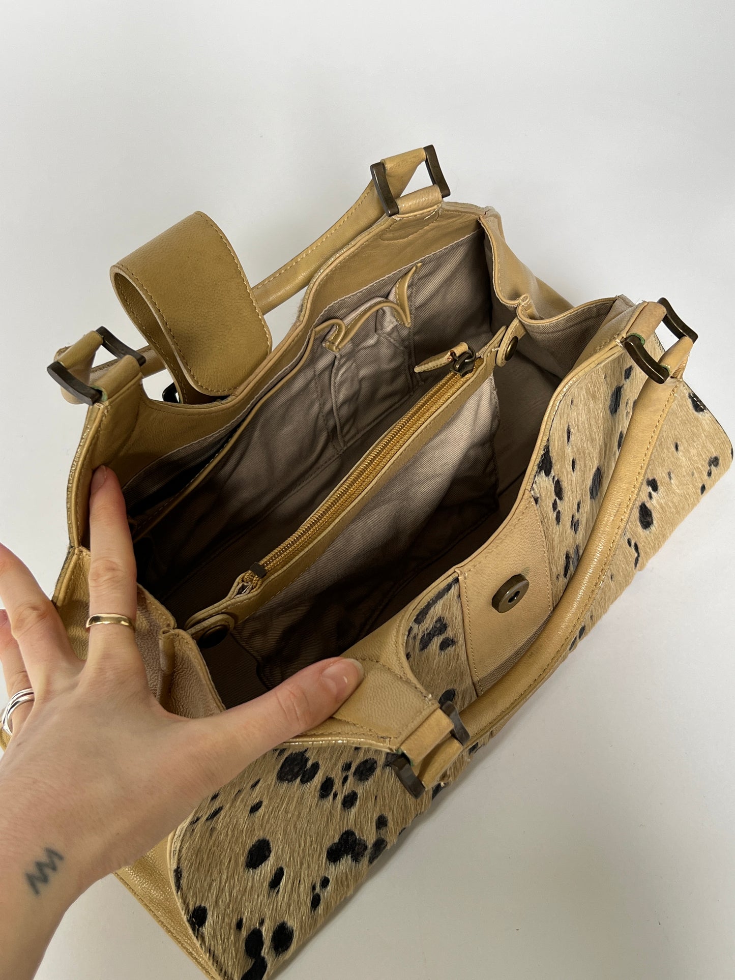 Camel Pony Hair Shoulder Bag