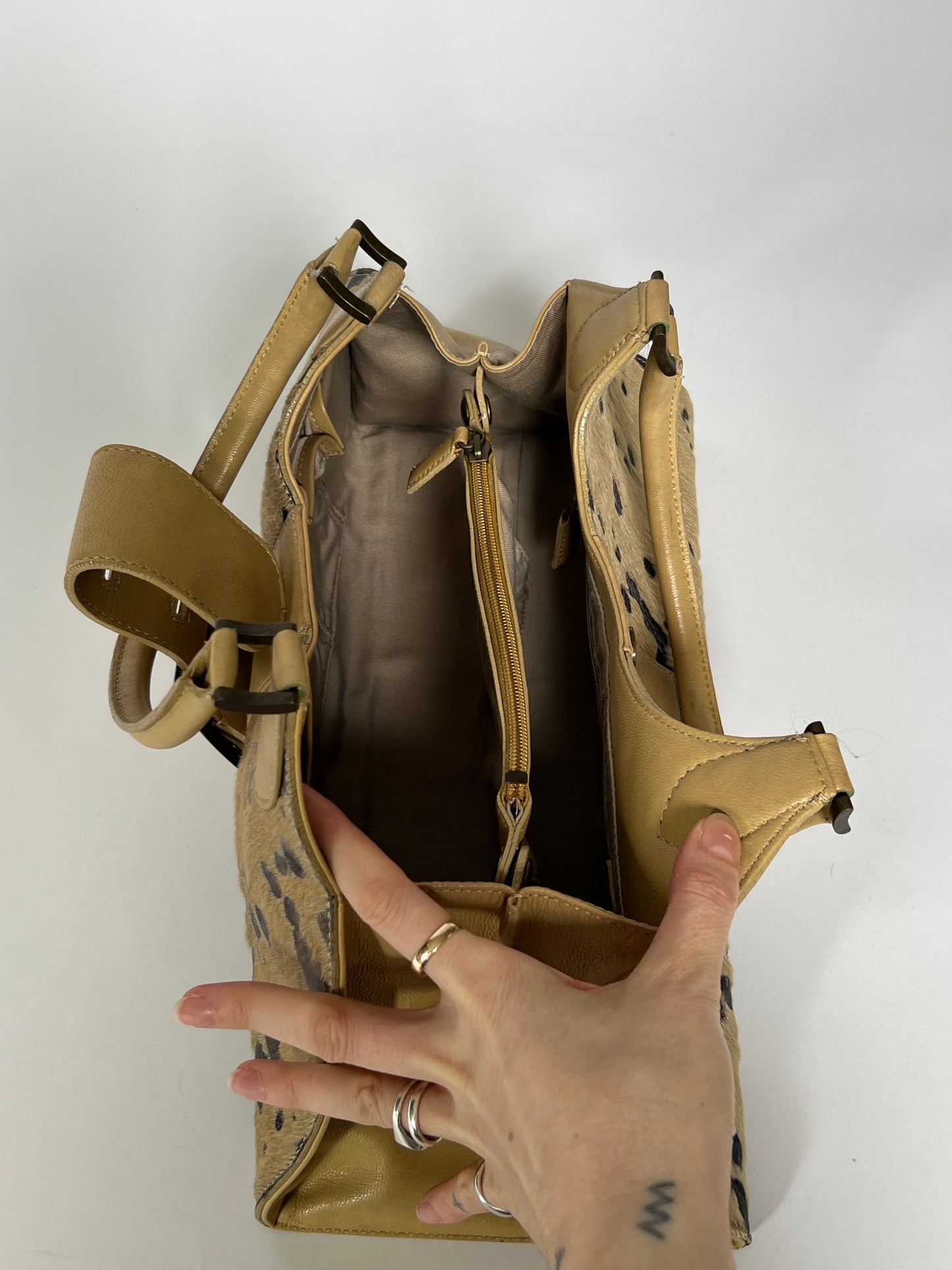 Camel Pony Hair Shoulder Bag