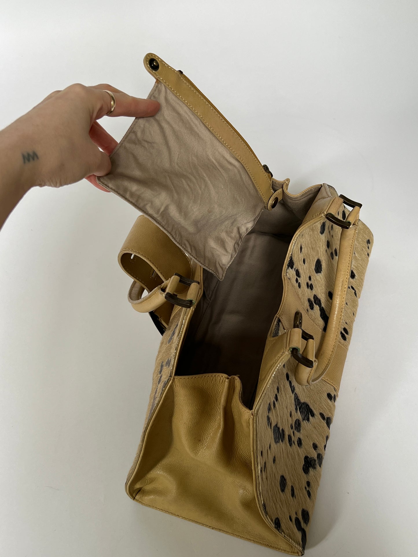 Camel Pony Hair Shoulder Bag
