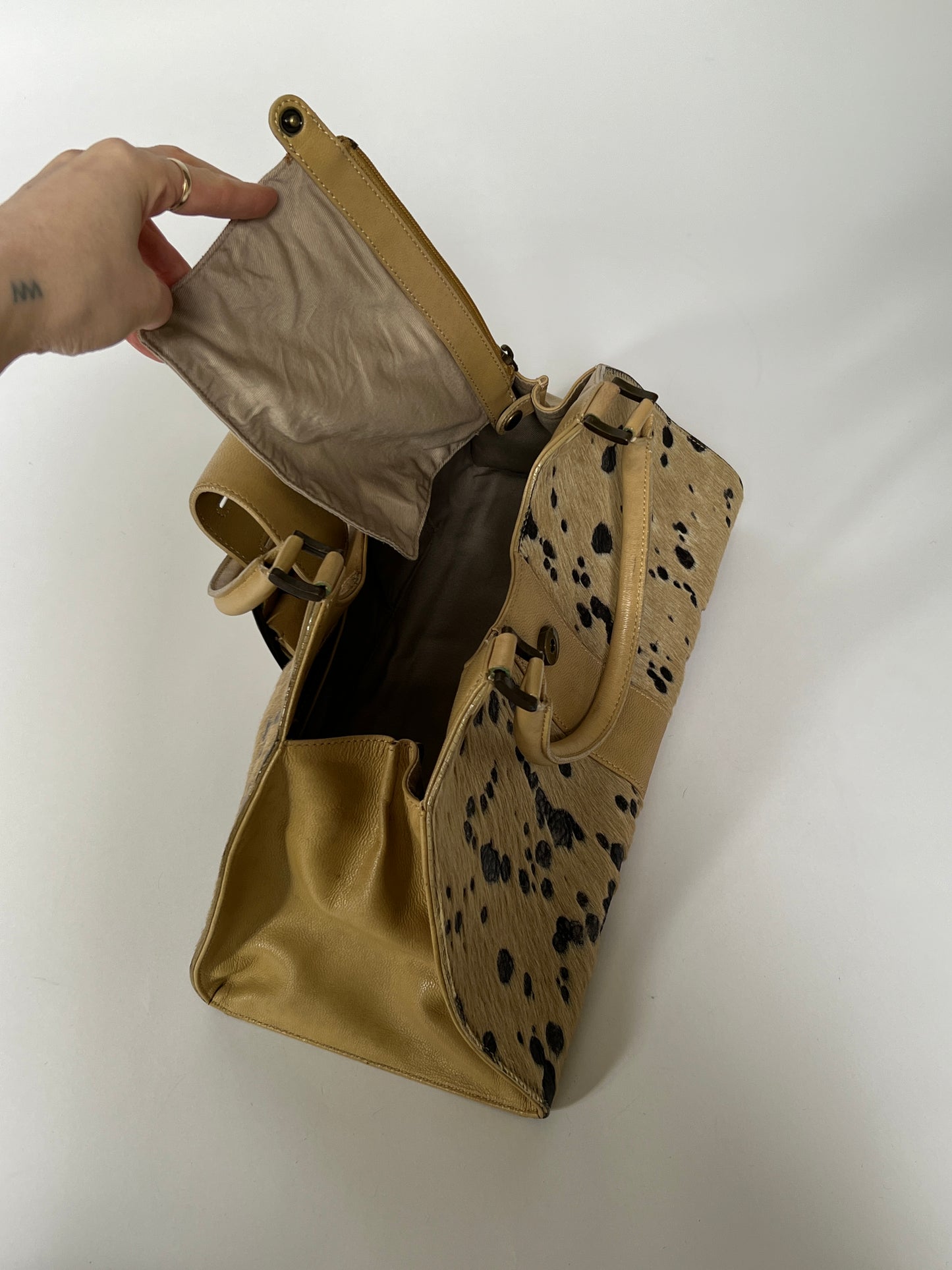 Camel Pony Hair Shoulder Bag