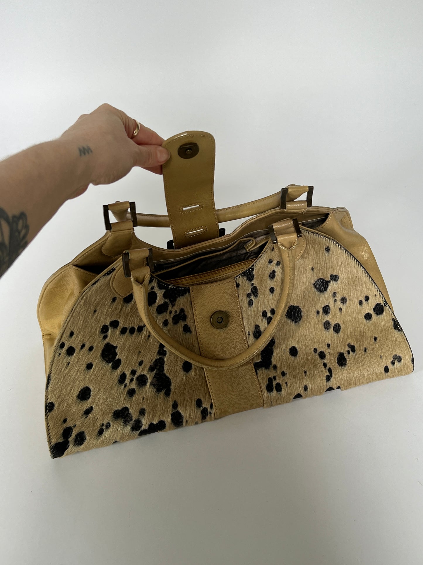Camel Pony Hair Shoulder Bag