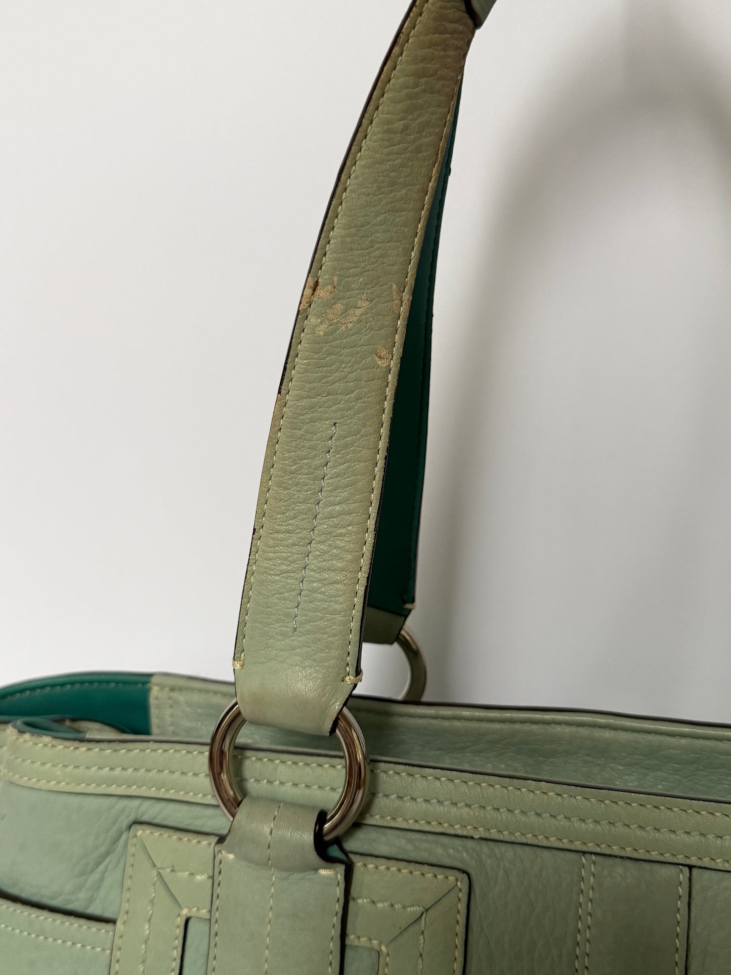 Vintage Coach Hamptons Mint Green Leather Shoulder Bag