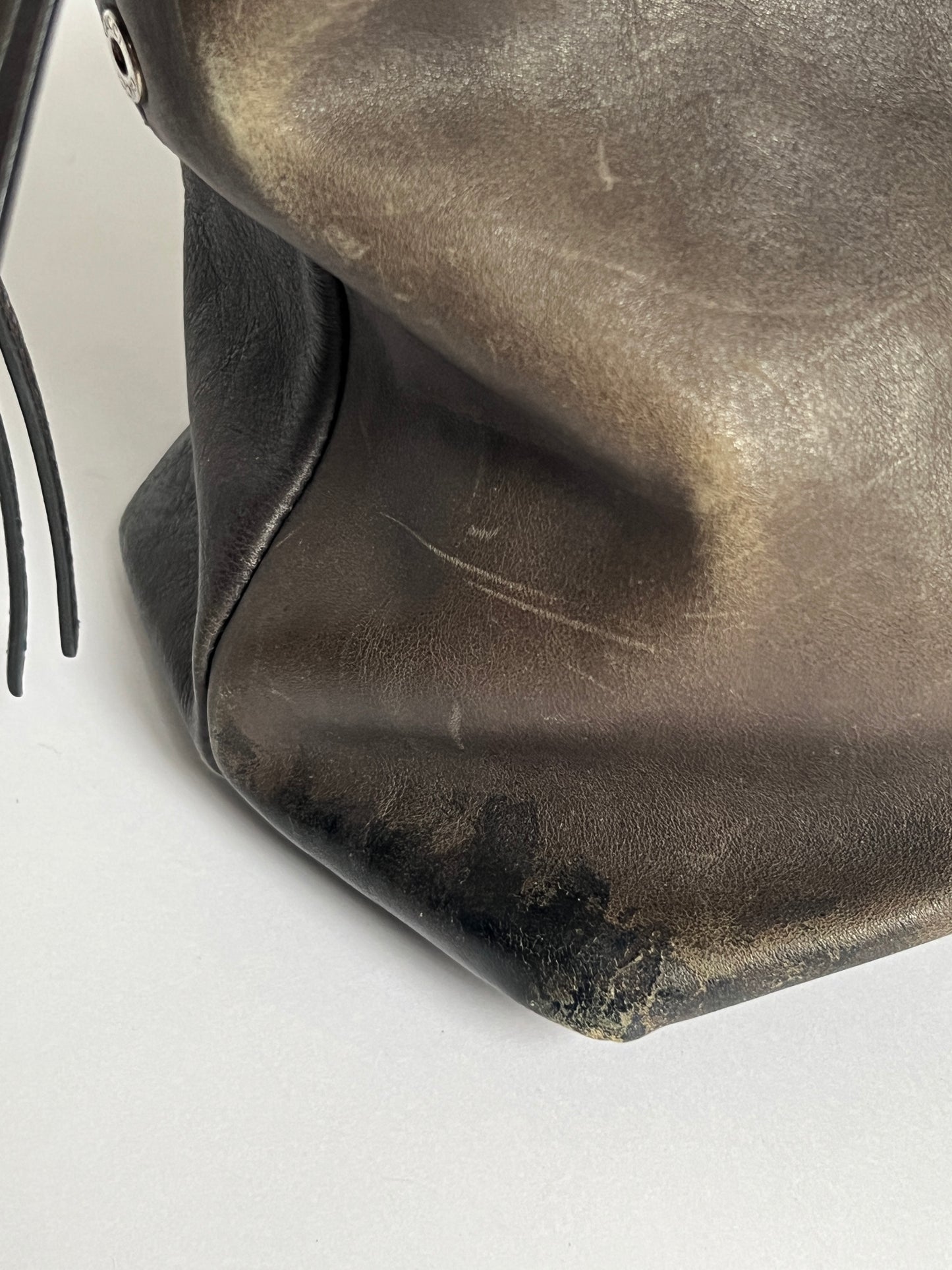 Gucci Bamboo Gunmetal Grey Leather Tote