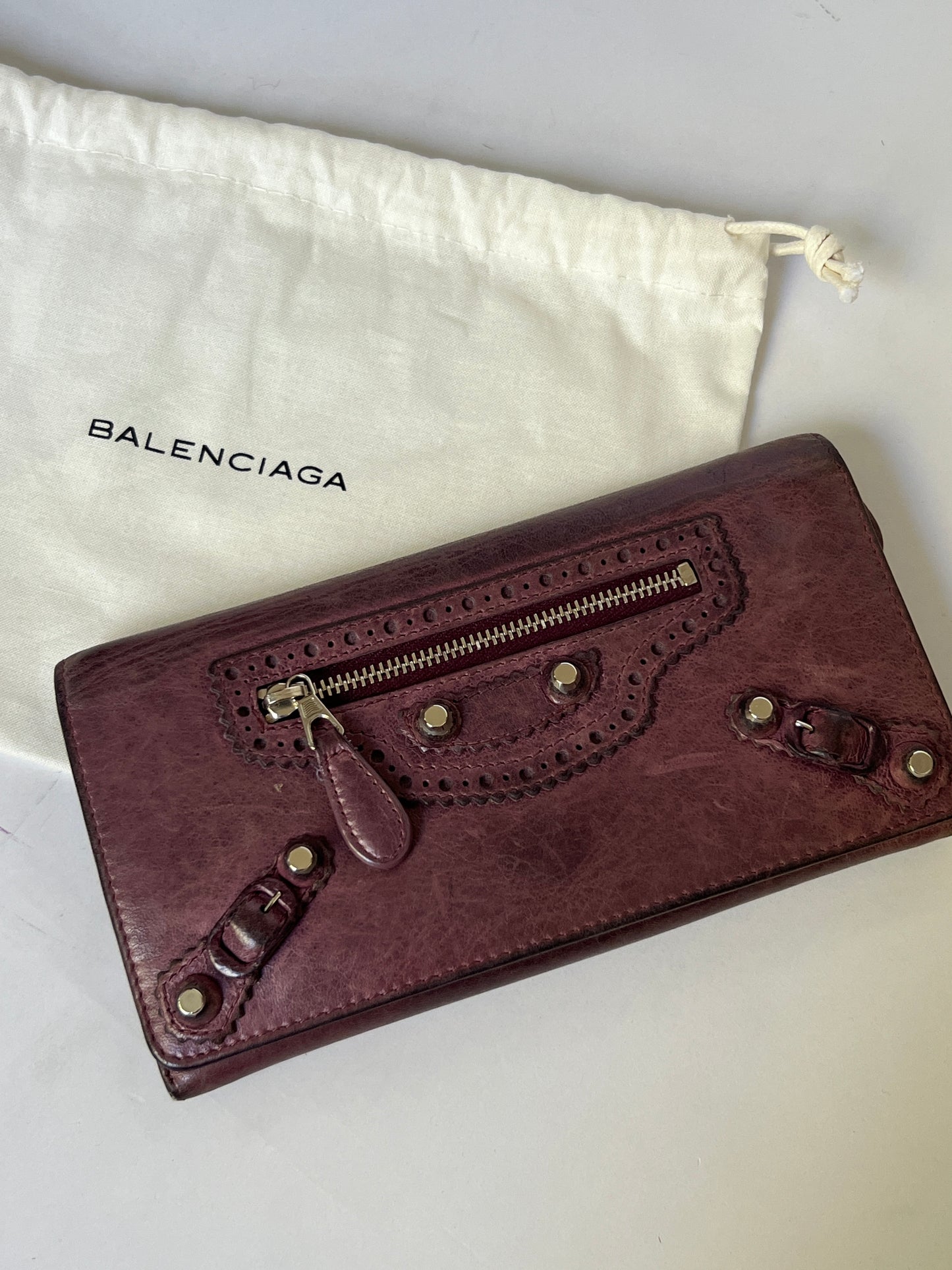 Balenciaga Classic City Leather Wallet – Aubergine