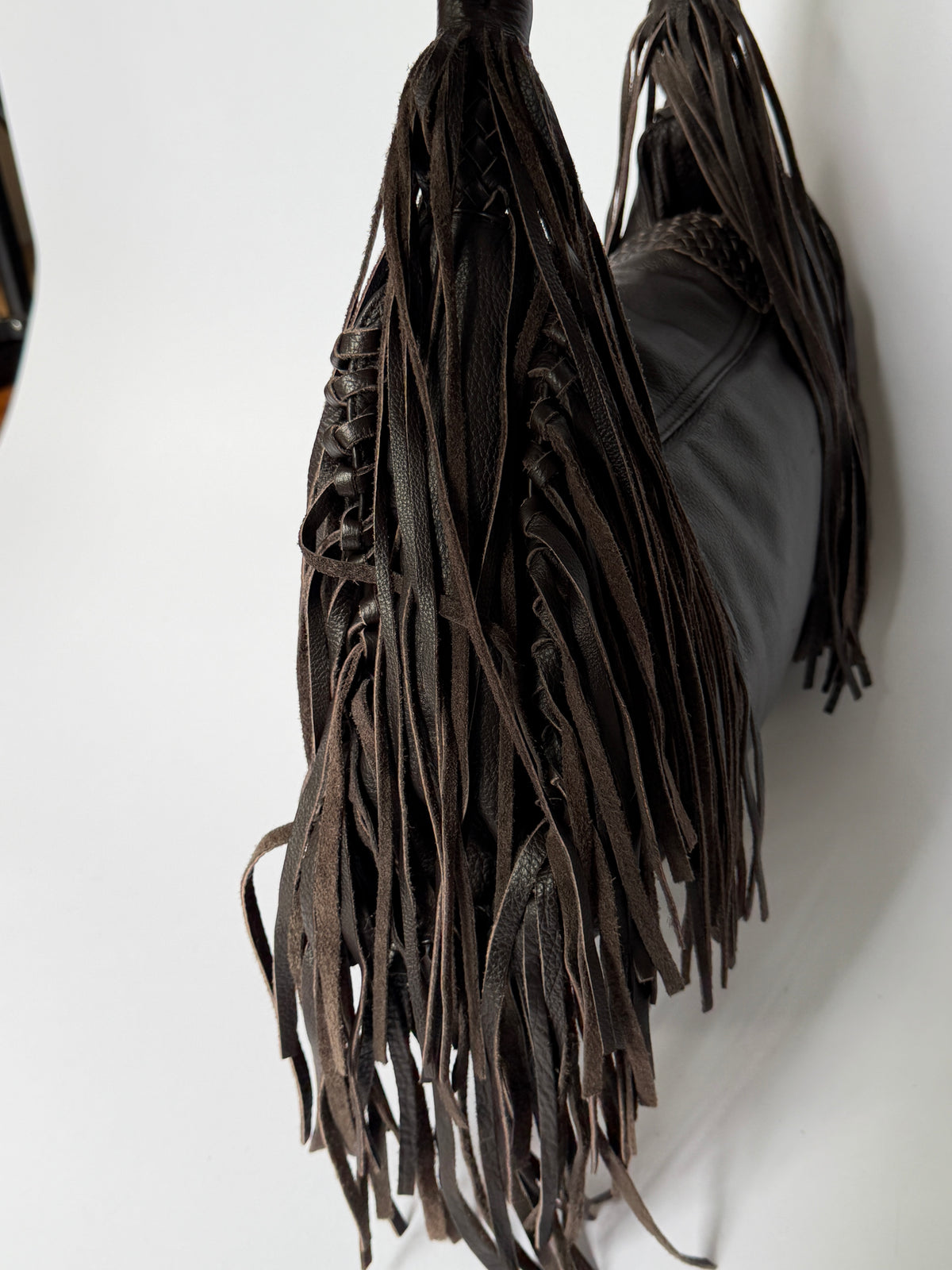 Fringe Leather Hobo Bag