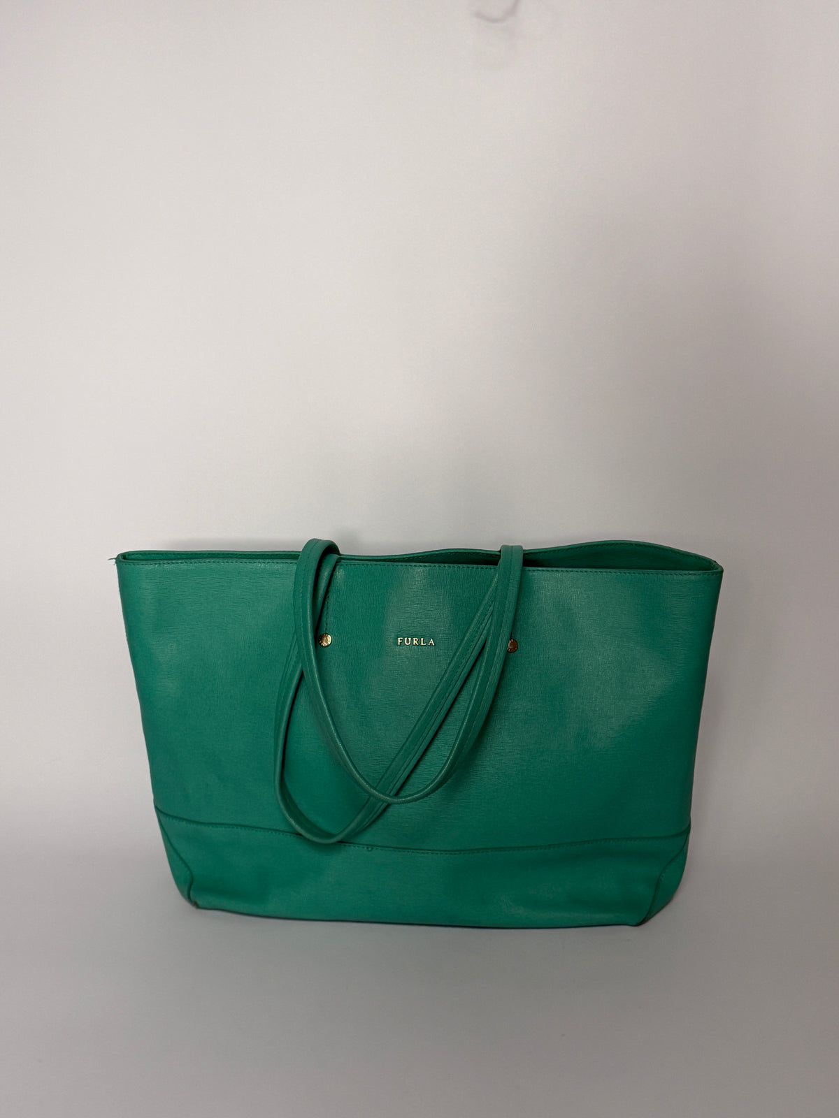 Turquoise Saffiano Leather Tote Bag