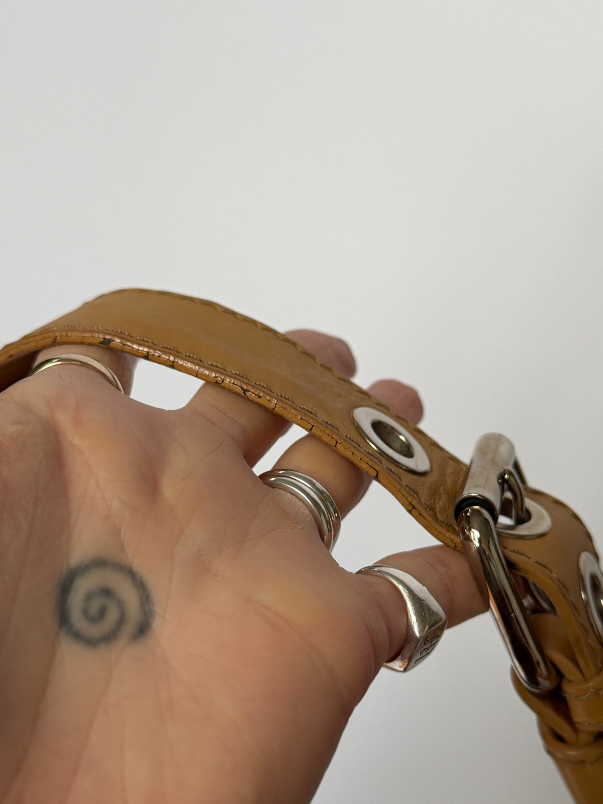 90s Dolce and Gabbana Camel Leather Bag with Oversized O-Ring