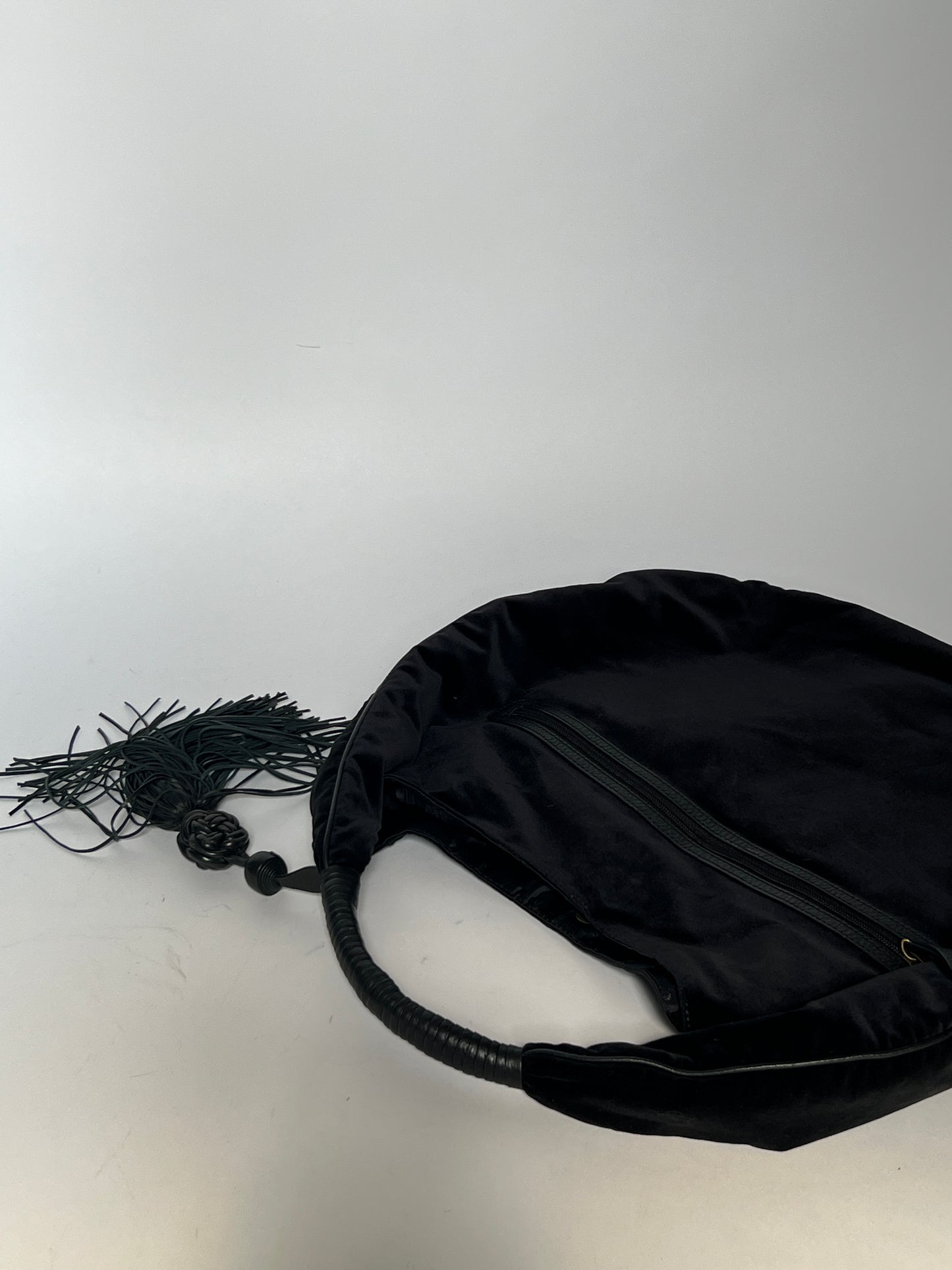 Hiroko Koshino Embroidered Velvet Tassel Shoulder Bag