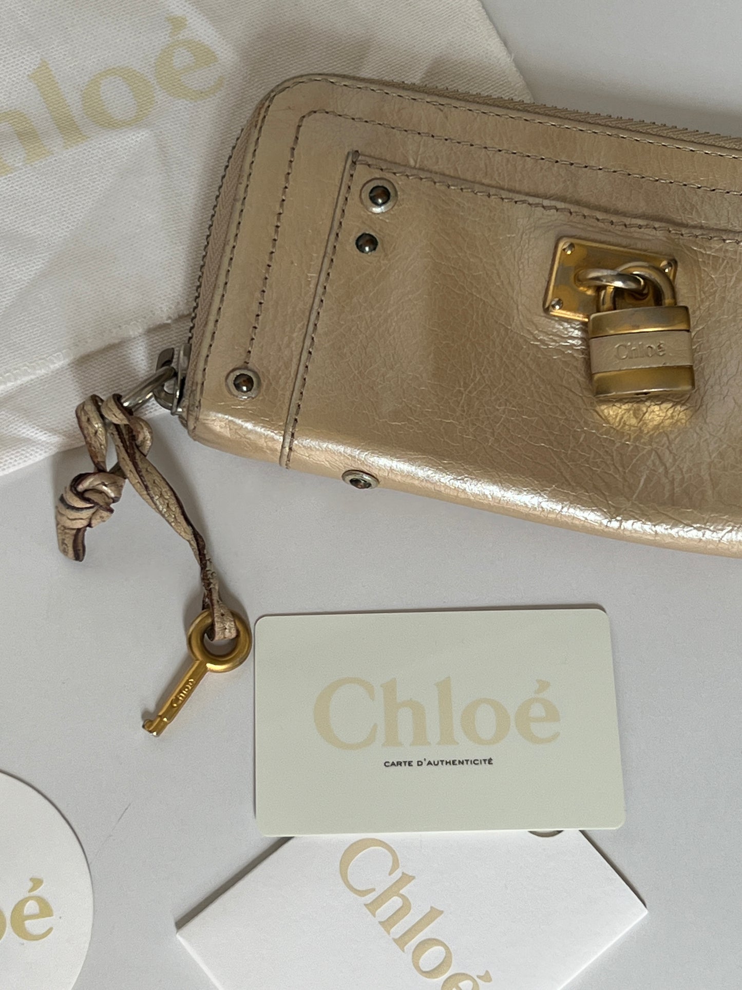 Chloé Paddington Iridescent Leather Zip Wallet