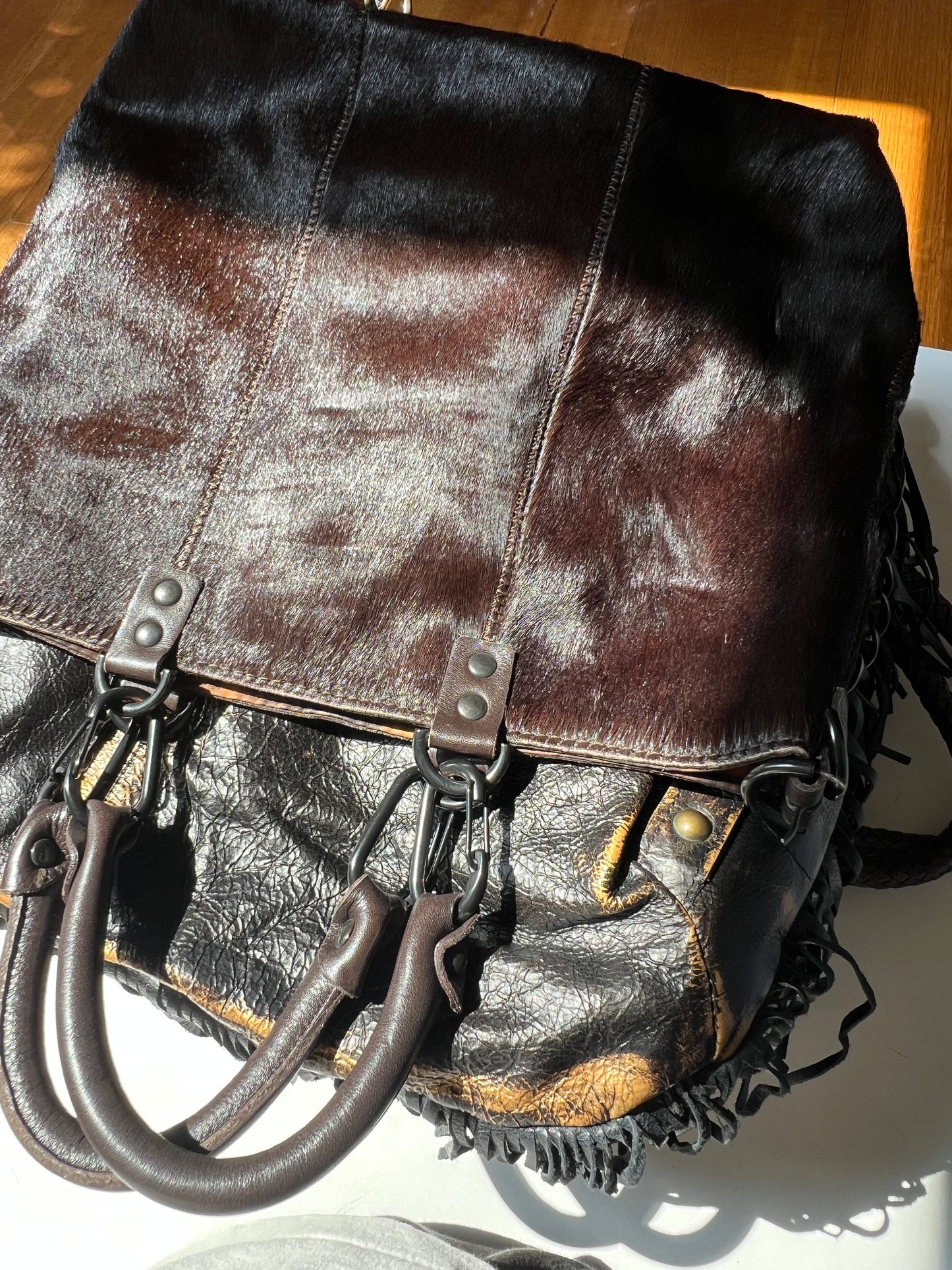 Italian Espresso Pony Hair Tote — Basile Firenze