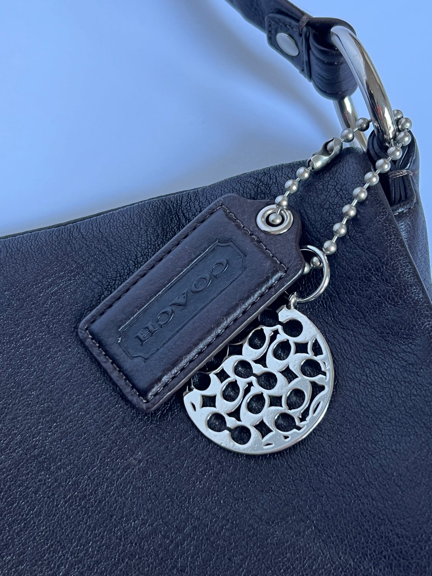 Classic Black Leather Coach Buckle Bag