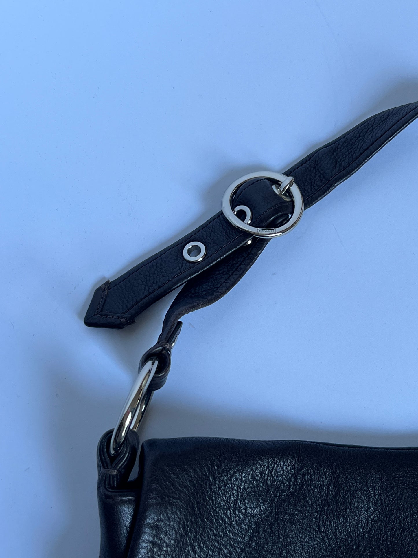 Classic Black Leather Coach Buckle Bag