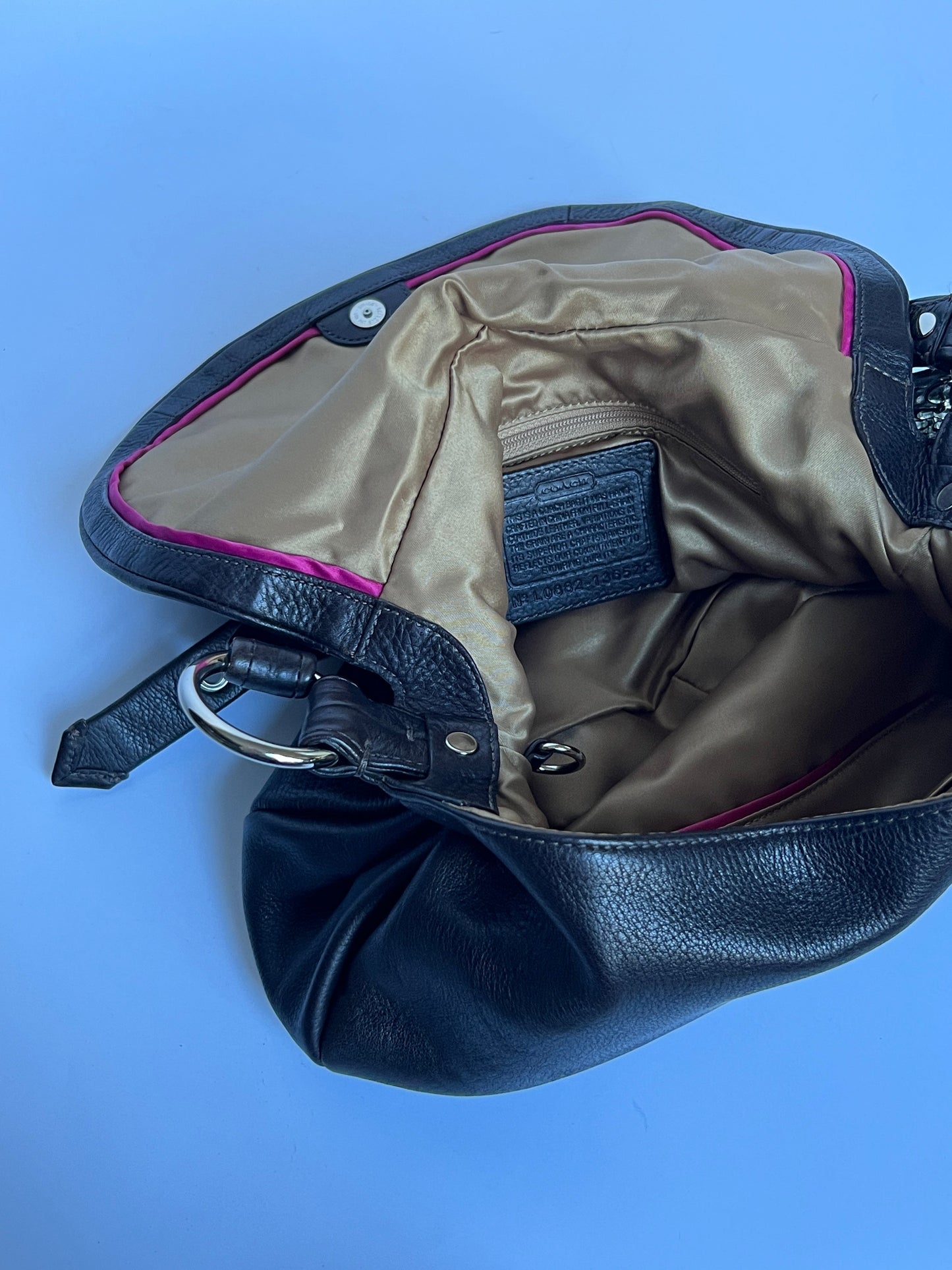 Classic Black Leather Coach Buckle Bag