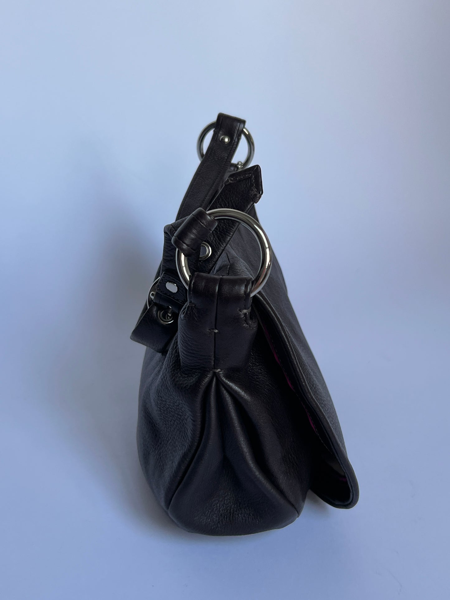 Classic Black Leather Coach Buckle Bag