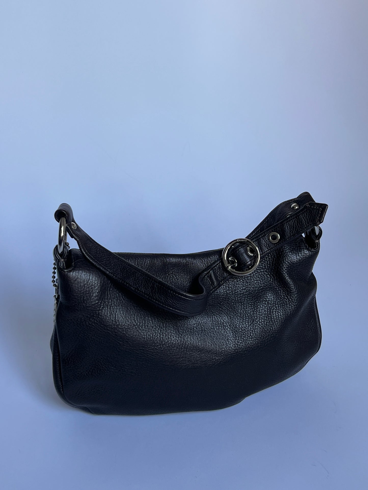 Classic Black Leather Coach Buckle Bag