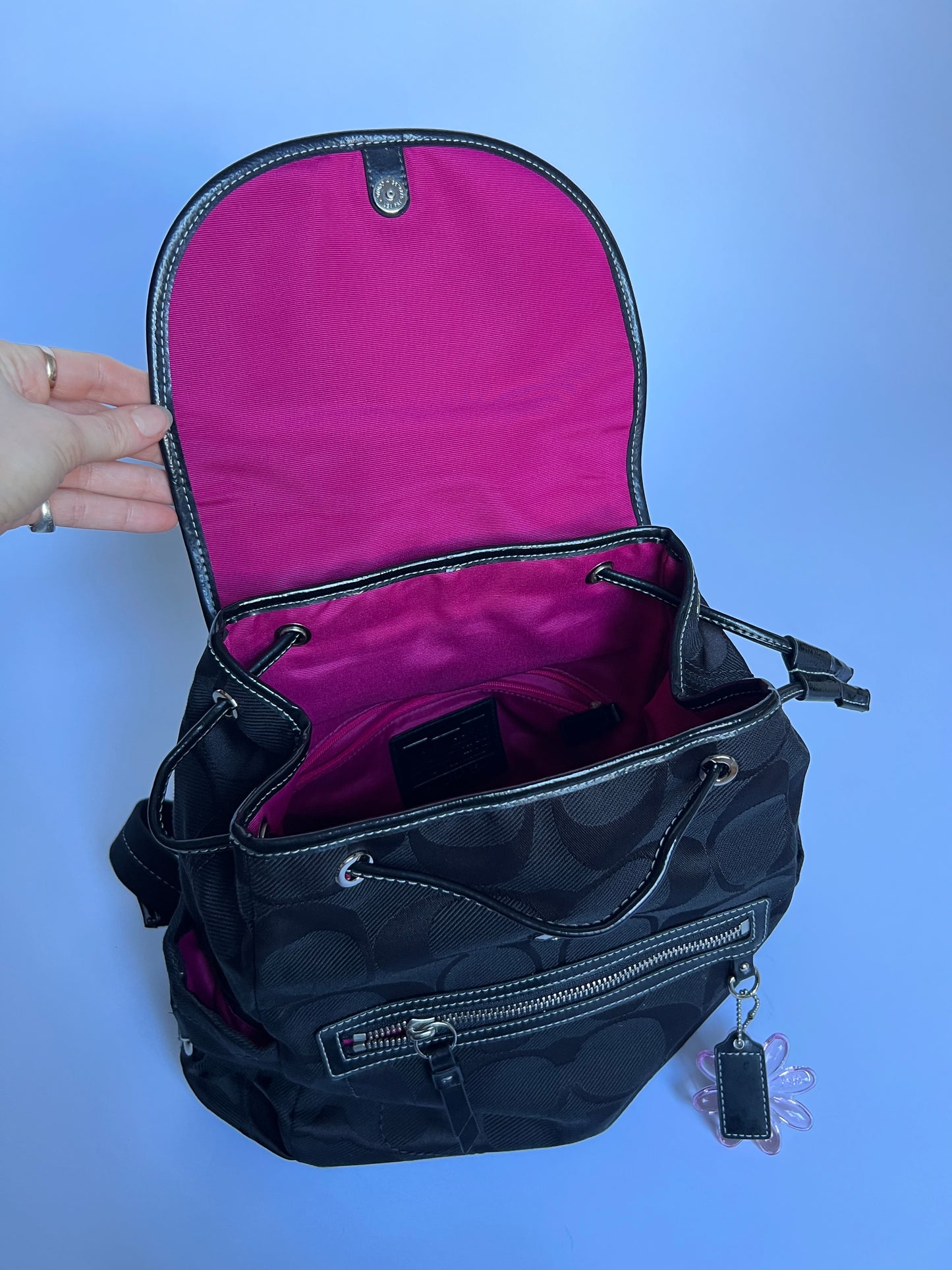 Coach Backpack w Flower Charm