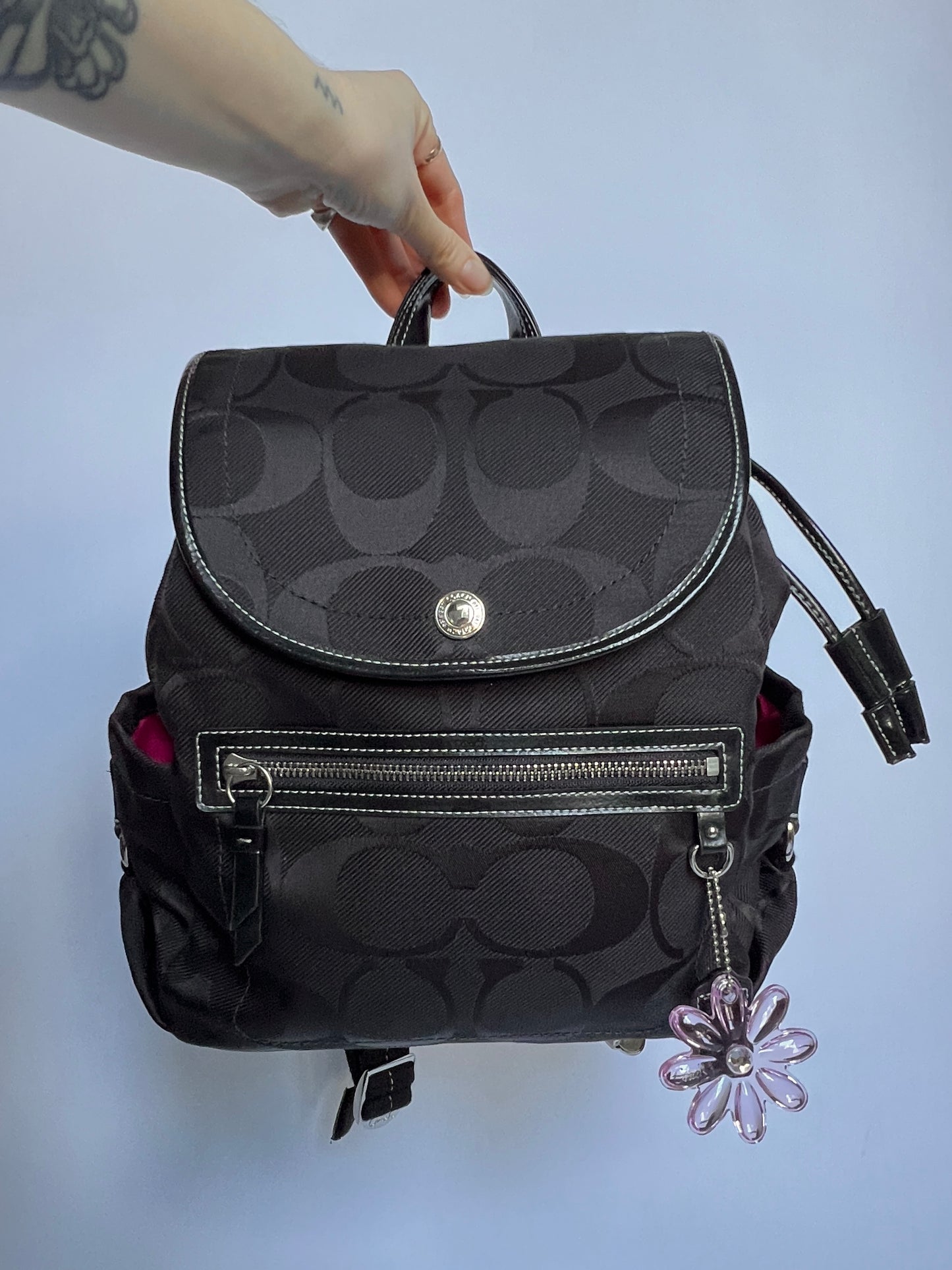 Coach Backpack w Flower Charm
