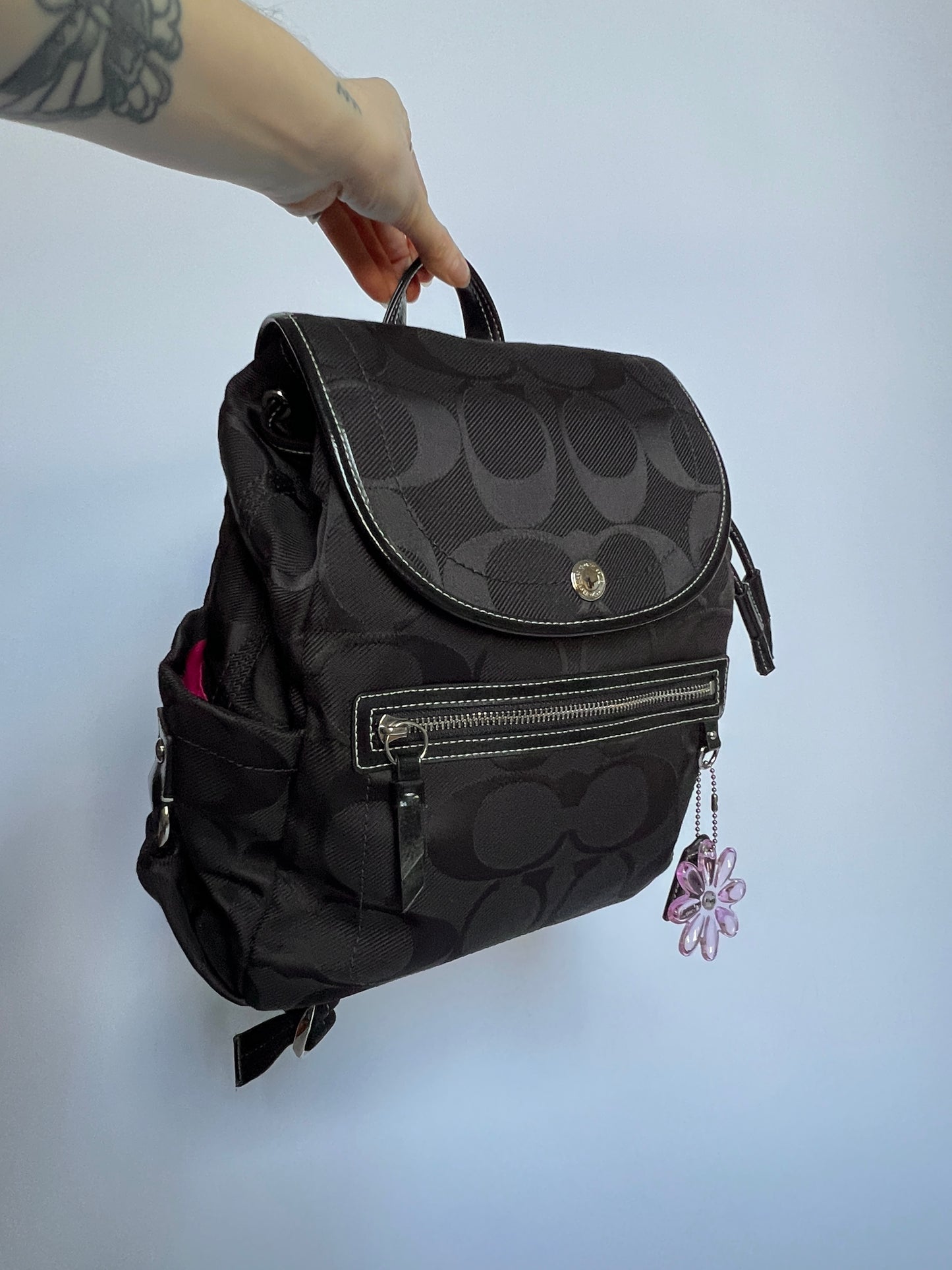 Coach Backpack w Flower Charm