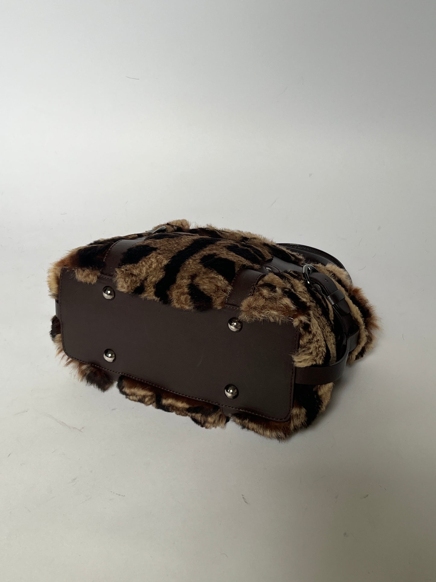 Ferragamo Tiger print Fur Top Handle Bag