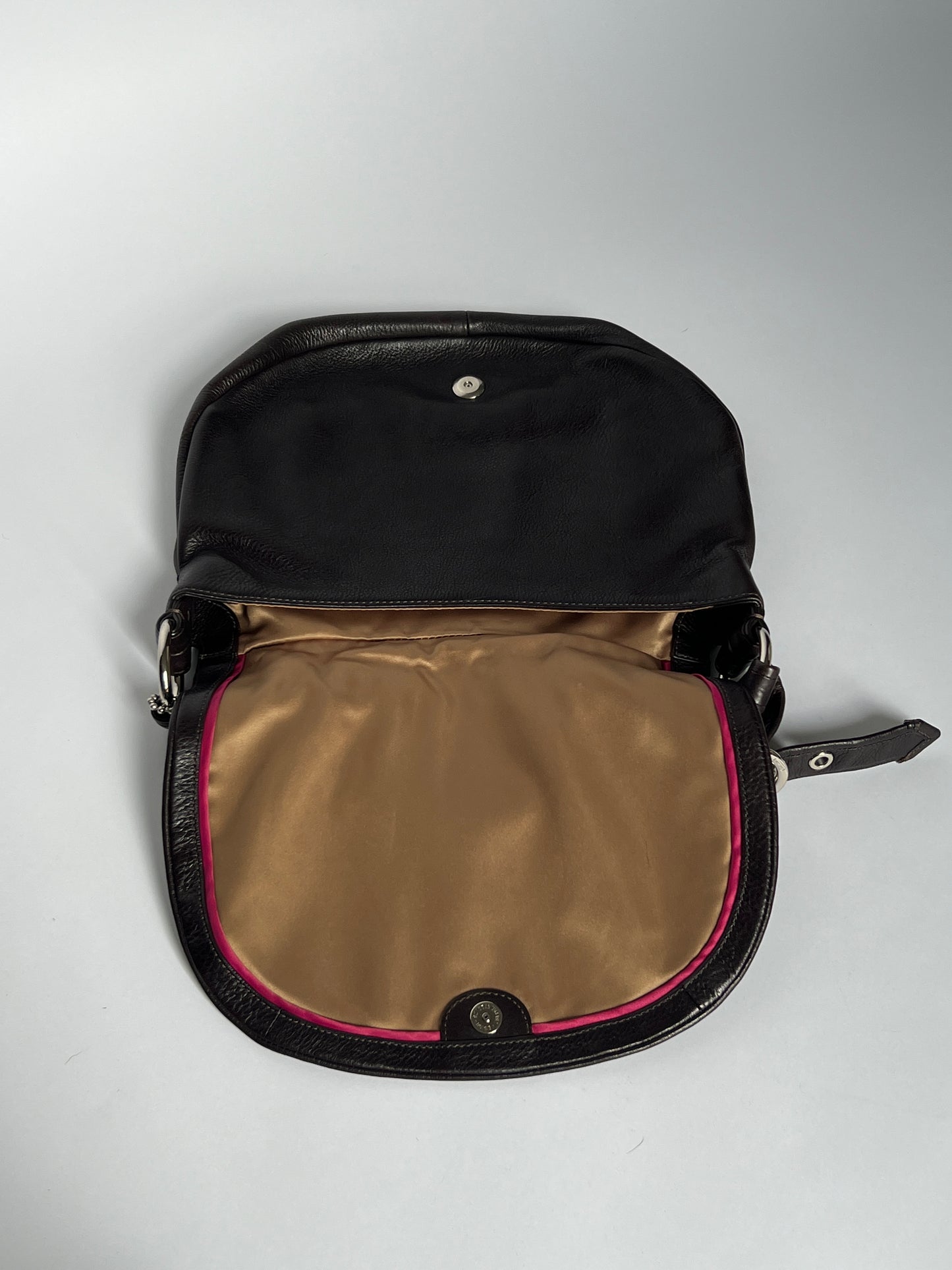 Classic Black Leather Coach Buckle Bag