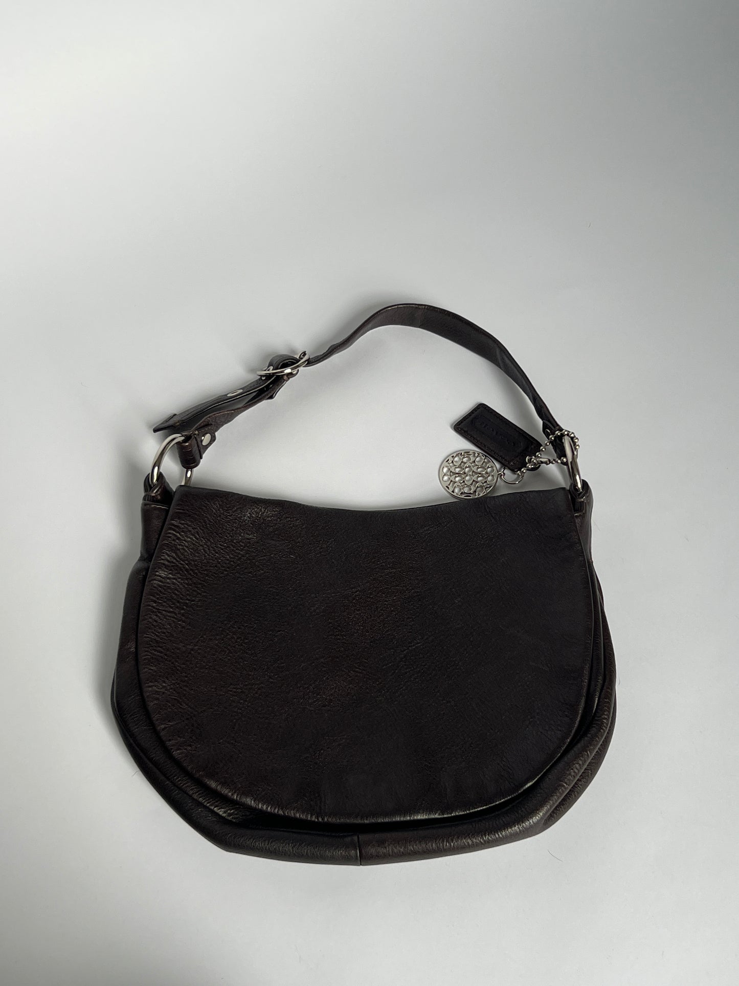Classic Black Leather Coach Buckle Bag