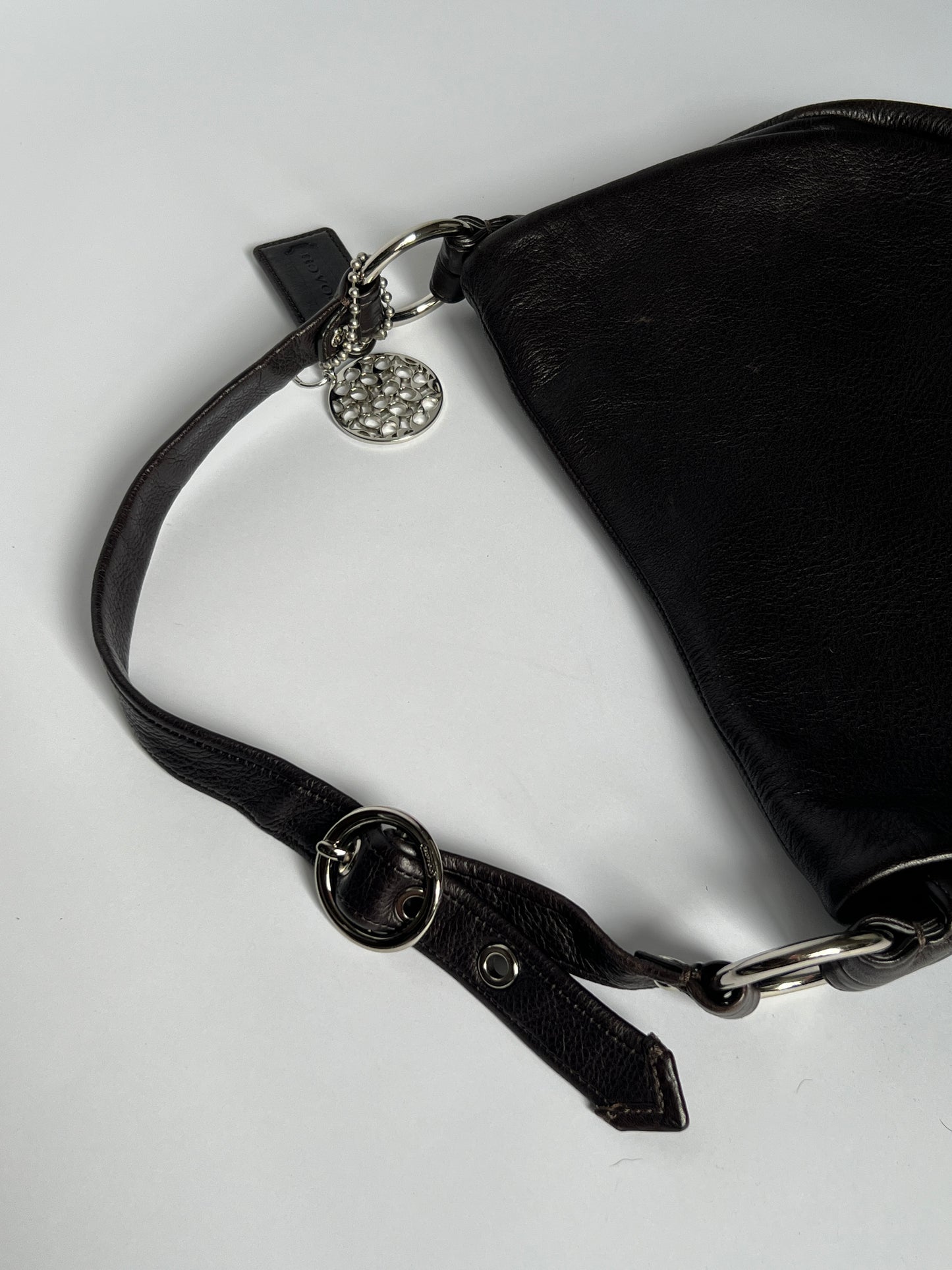 Classic Black Leather Coach Buckle Bag