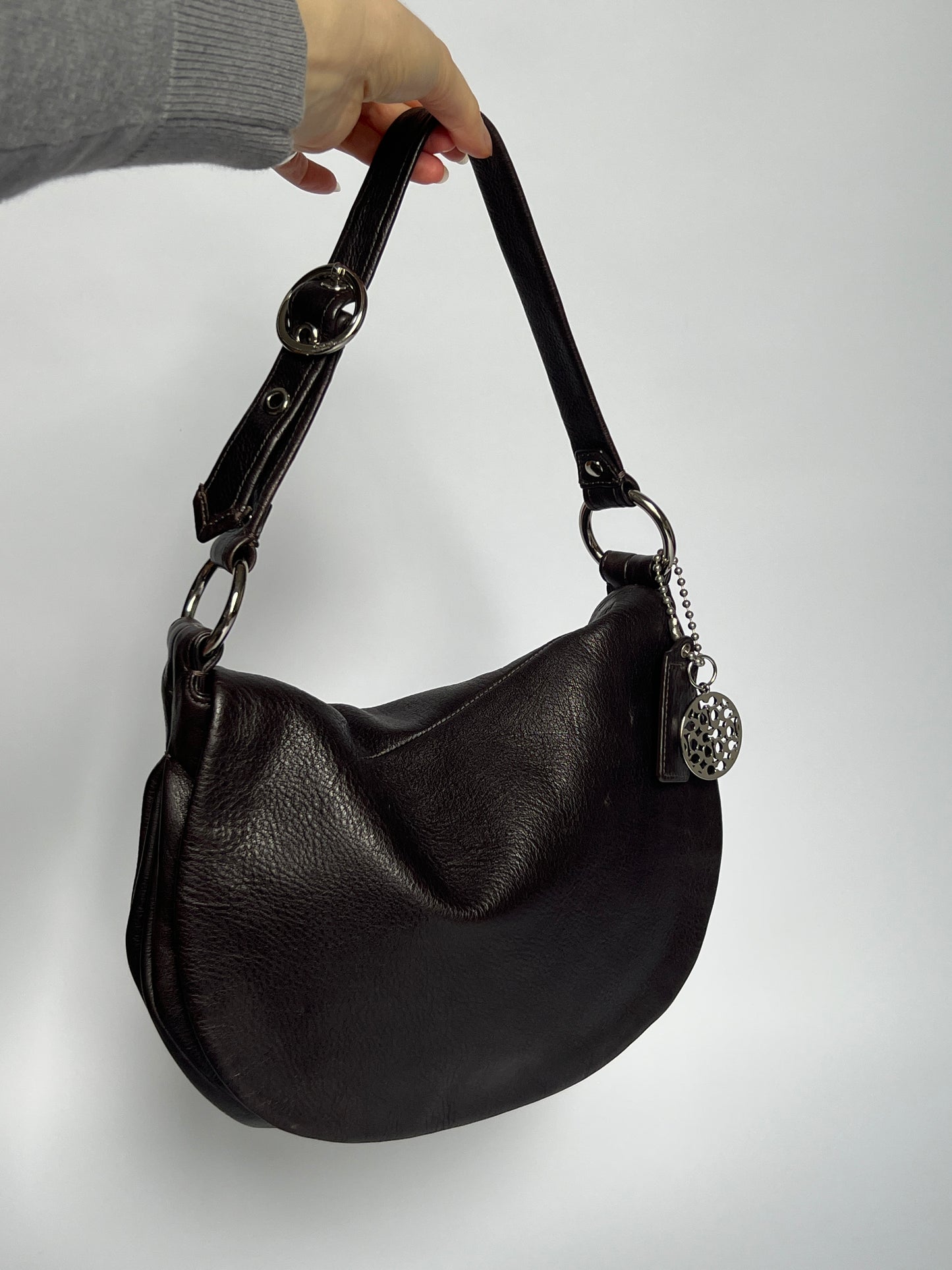 Classic Black Leather Coach Buckle Bag