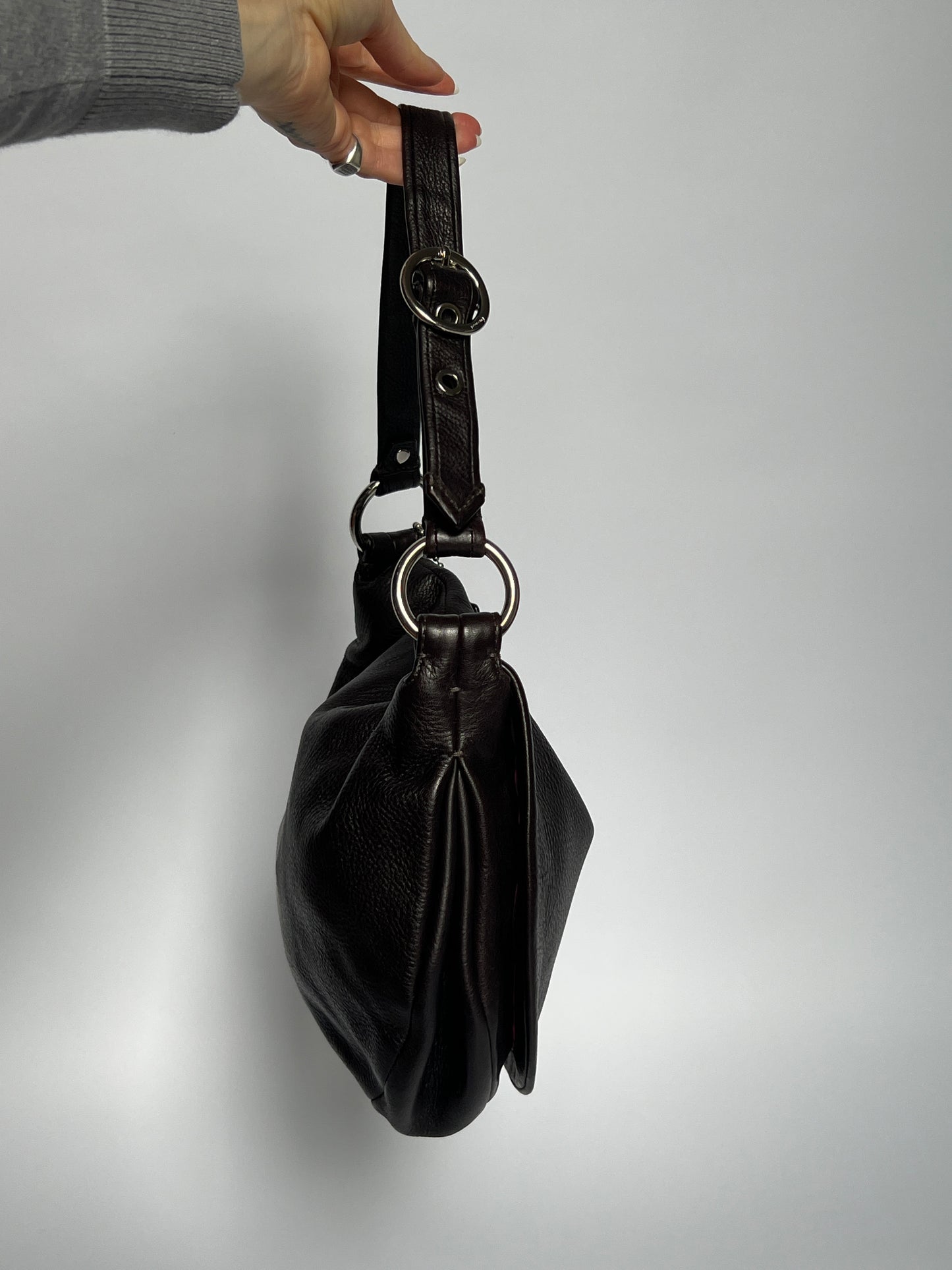 Classic Black Leather Coach Buckle Bag