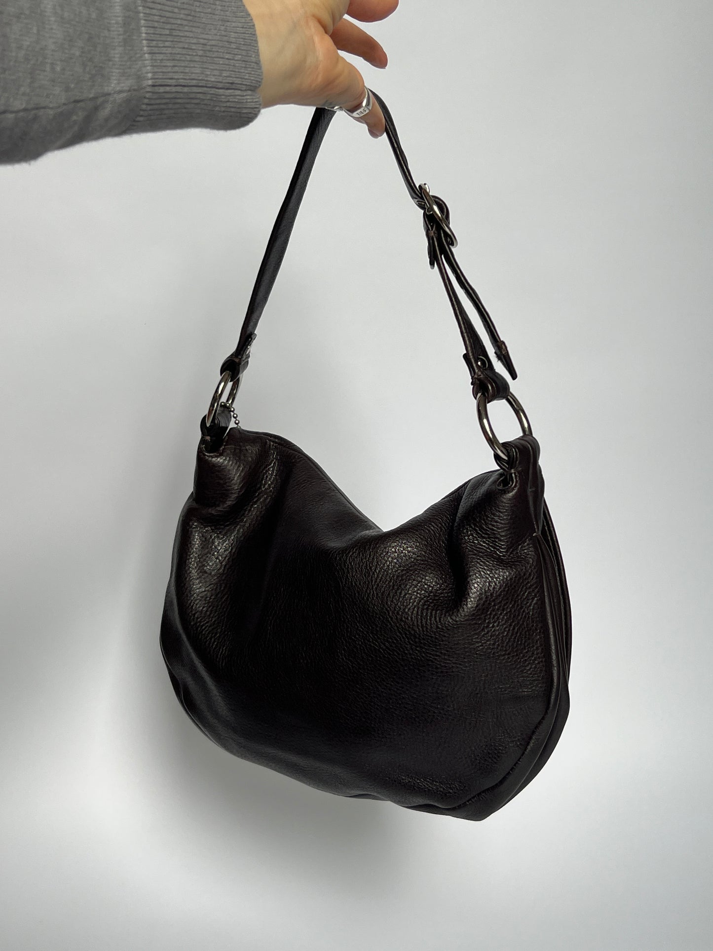 Classic Black Leather Coach Buckle Bag