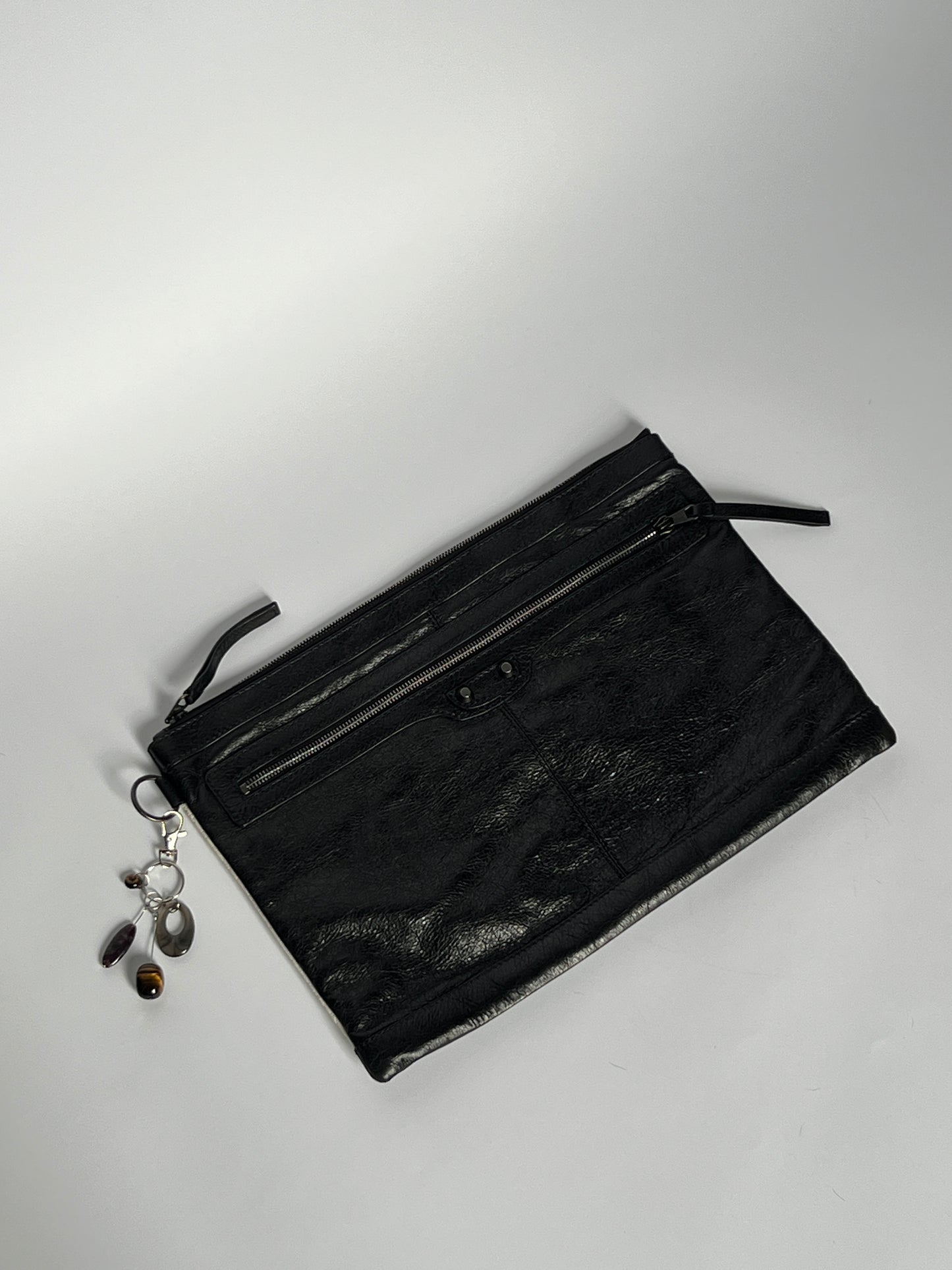 Balenciaga Two Tone Leather Motorcycle Clutch