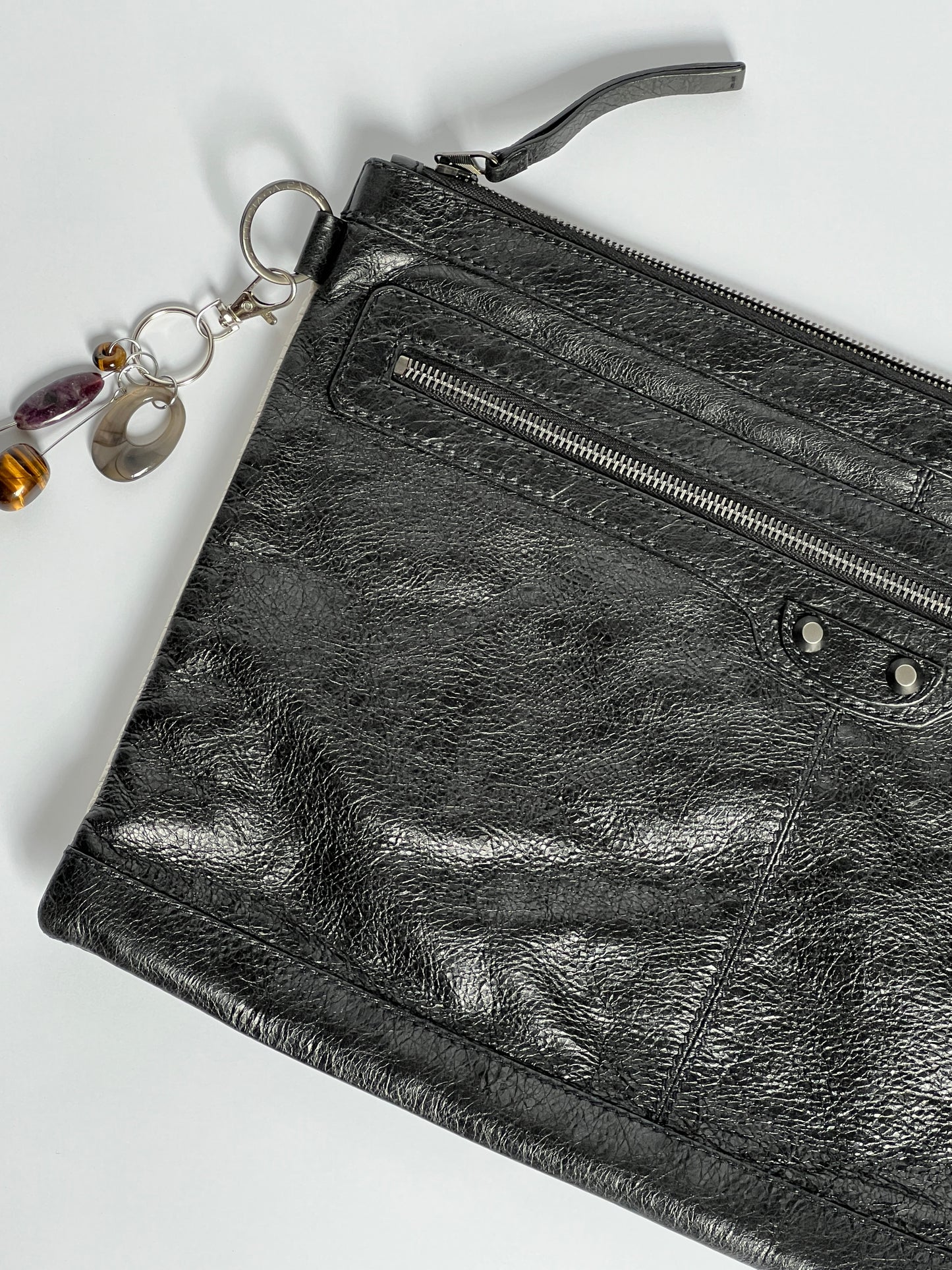 Balenciaga Two Tone Leather Motorcycle Clutch