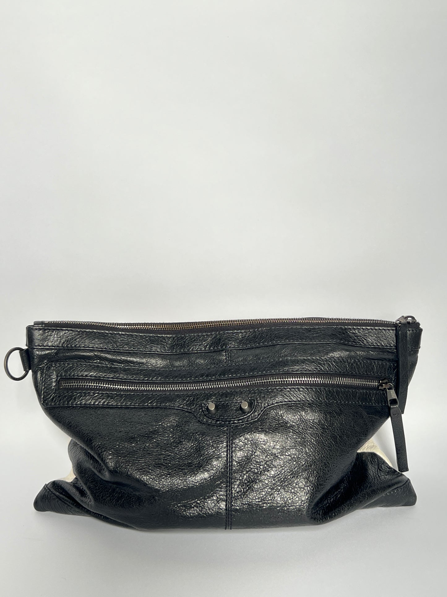 Balenciaga Two Tone Leather Motorcycle Clutch
