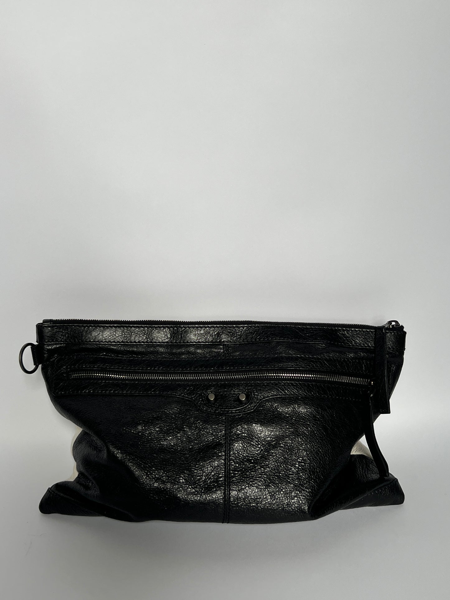 Balenciaga Two Tone Leather Motorcycle Clutch