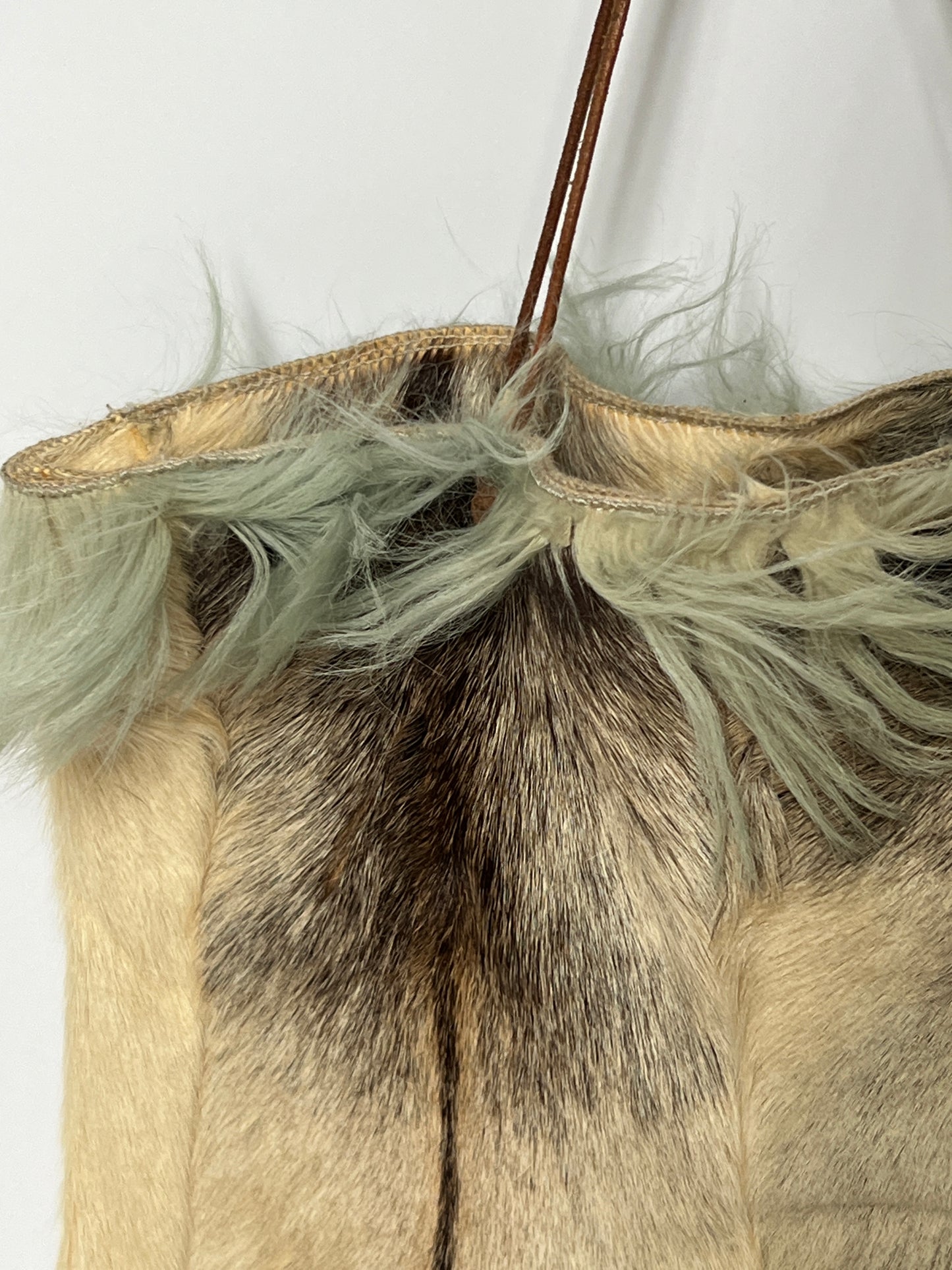 Marni Fur Panel Tote with Mint Trim