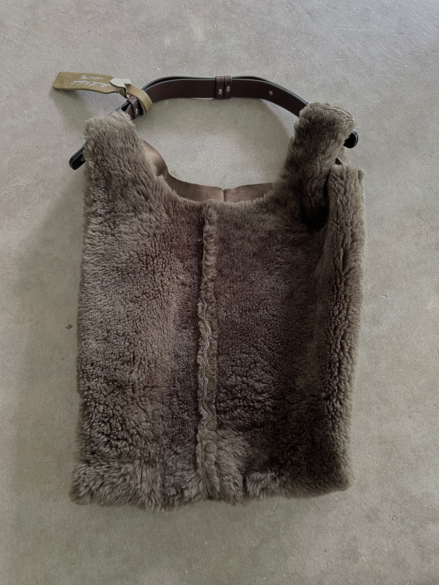 Italian Shearling Tote with Leather Handle