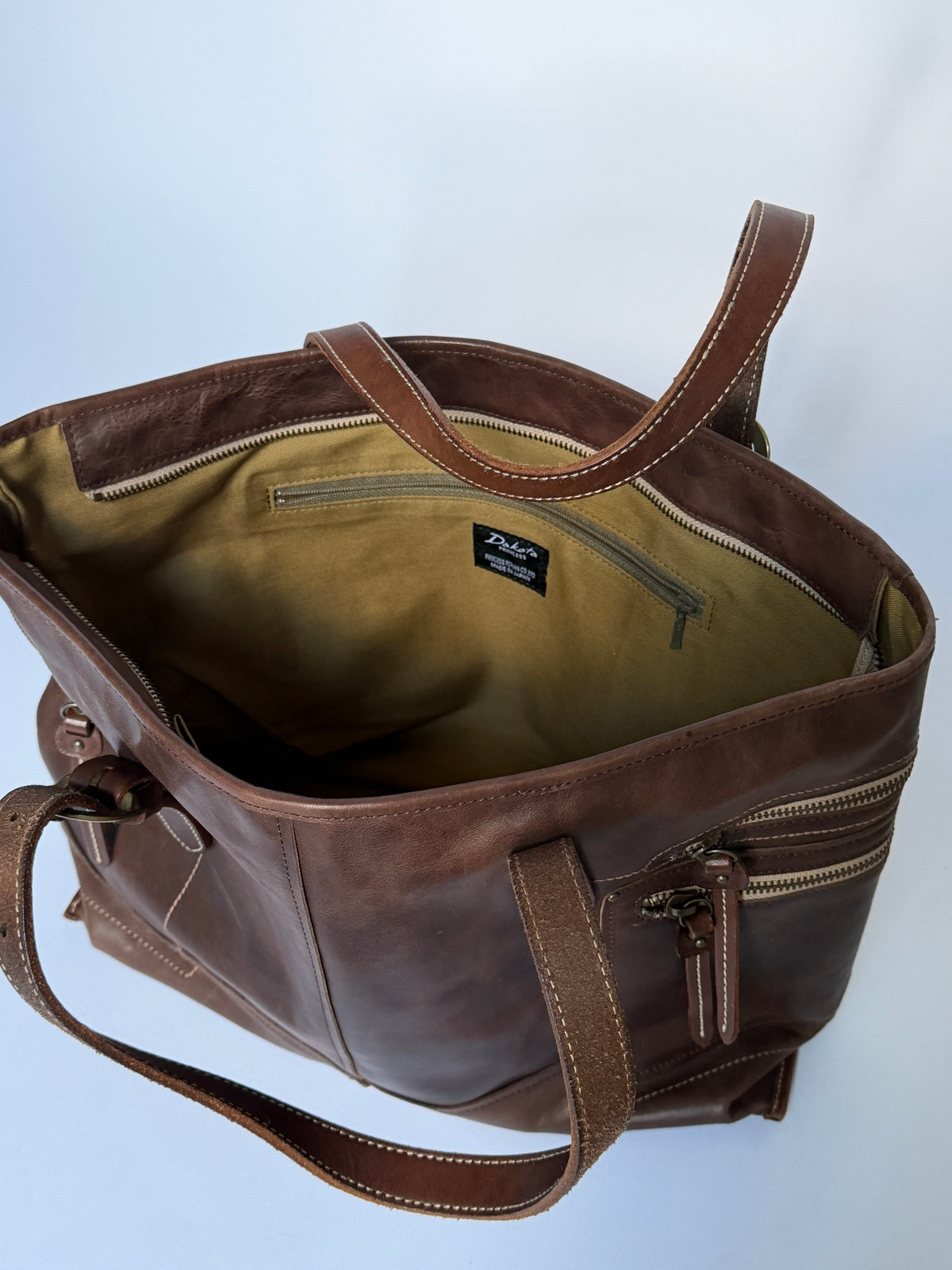 Leather Tote Bag with Horseshoe Buckle Detail