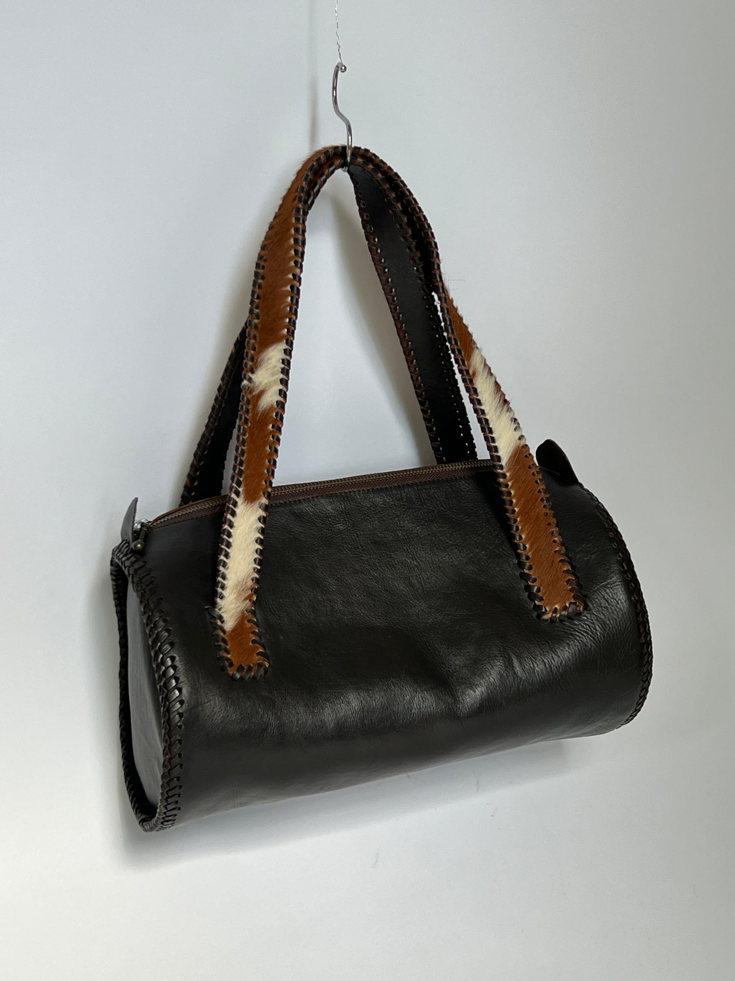 Leather Cowhide Barrel Bag
