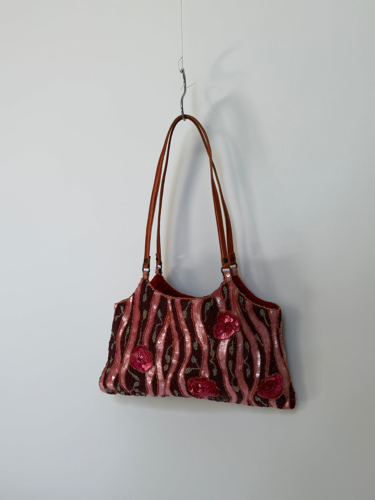 Floral Beaded Sequin Shoulder Bag