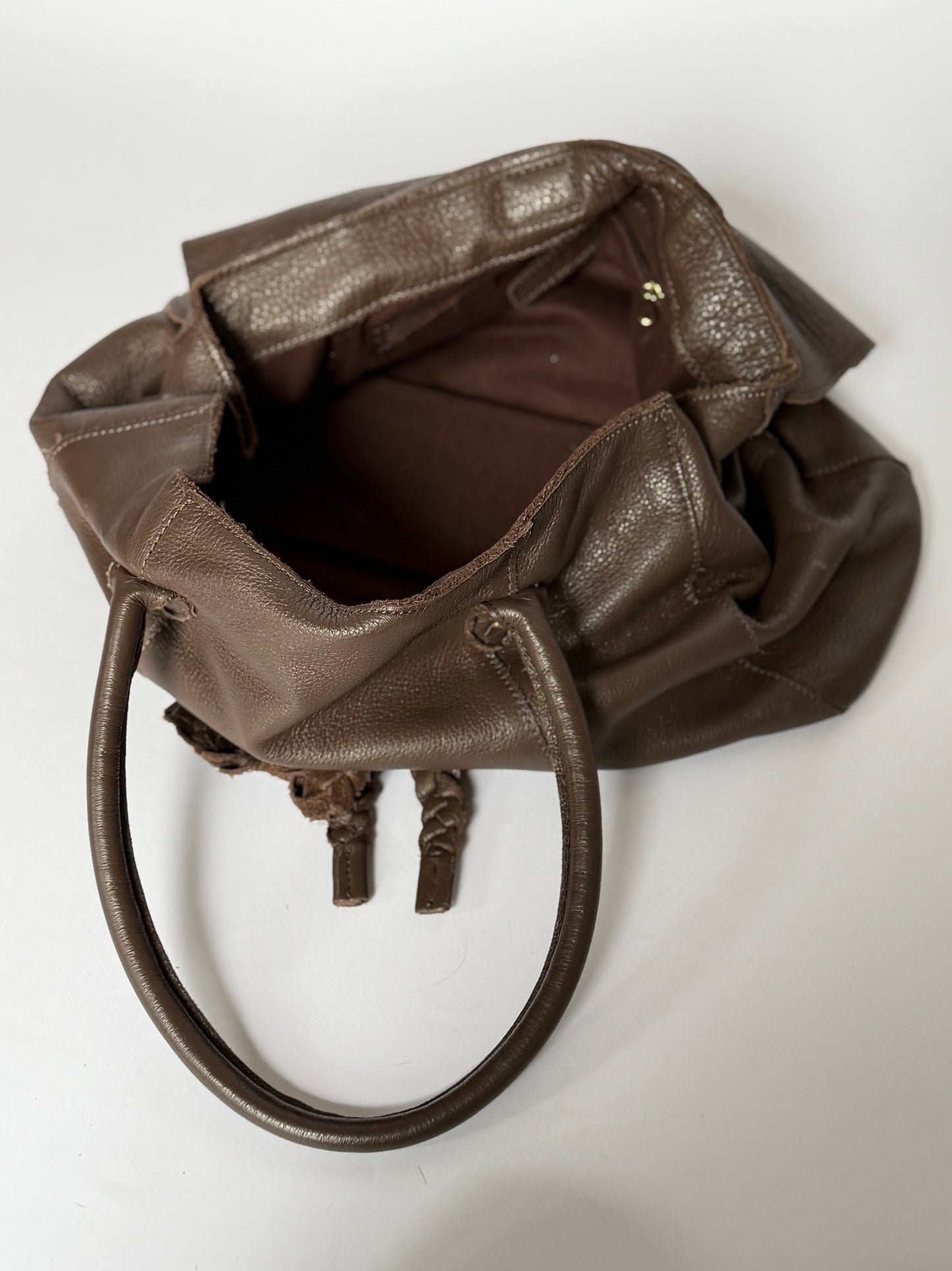 Dark Brown Leather Shoulder Bag — Horn Toggle