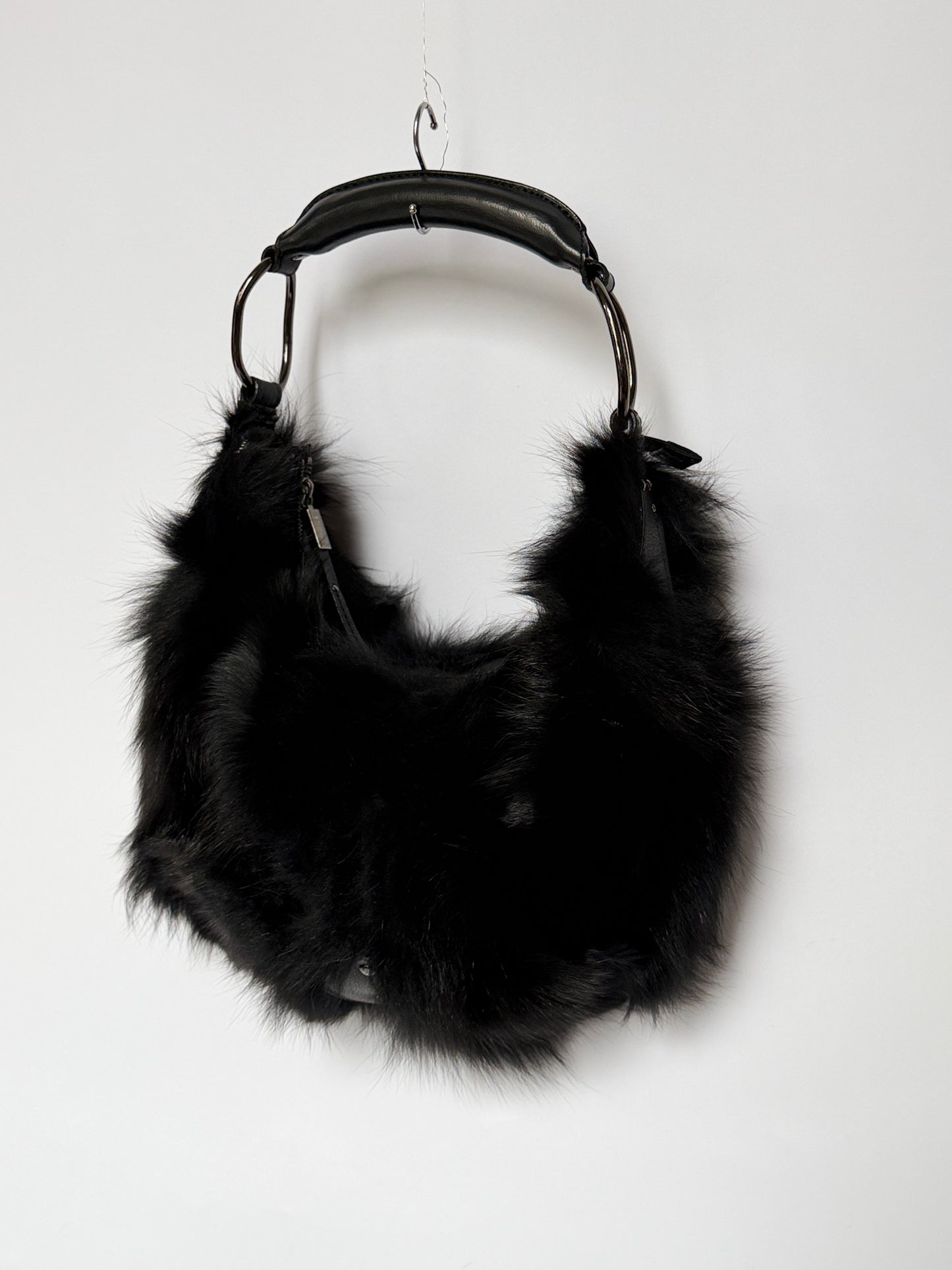 Blue Fox Fur Bag — Studded Leather Detail