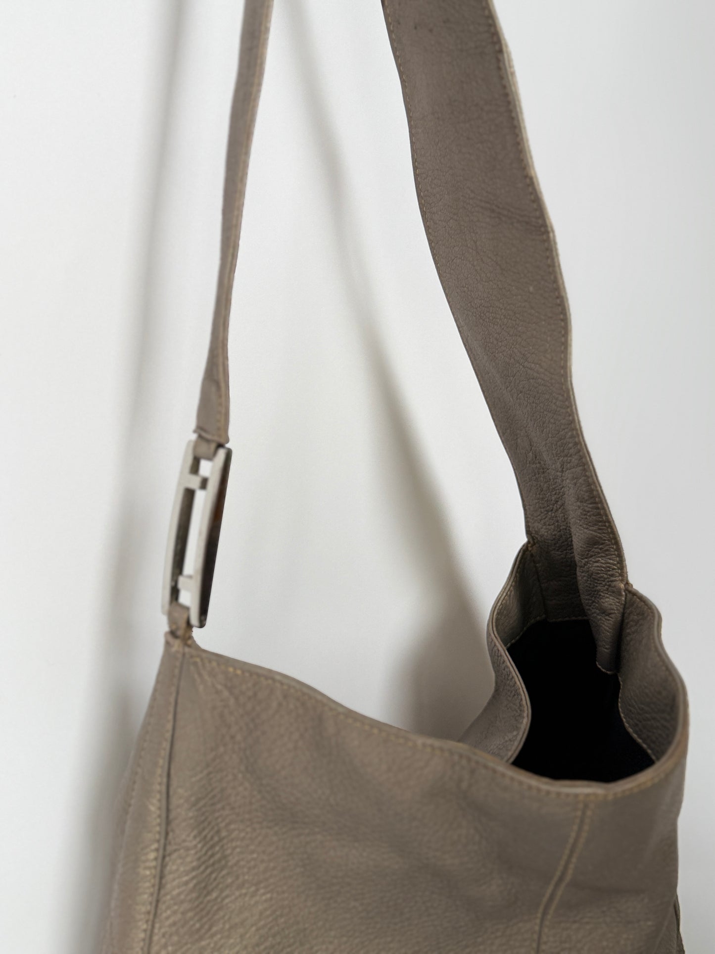 Fendi Grey Leather Bag — Silver Hardware