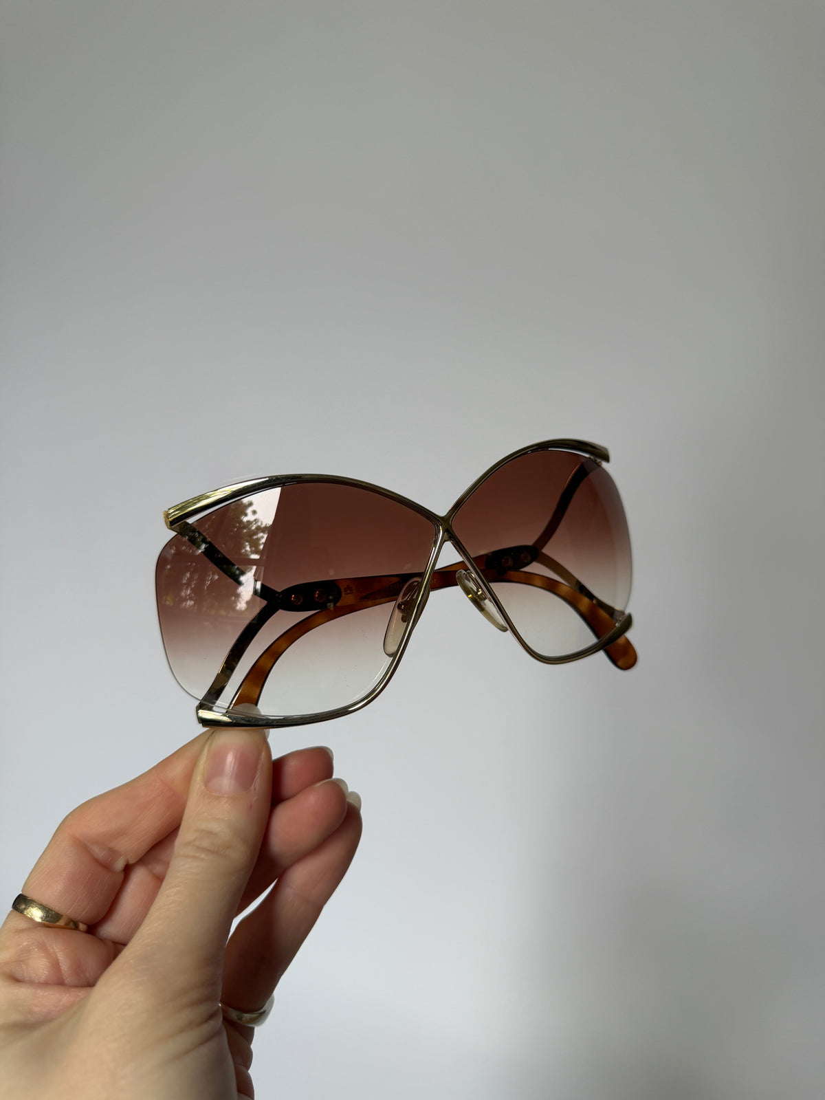 Christian Dior 2056 Gold Tortoise Butterfly Sunglasses