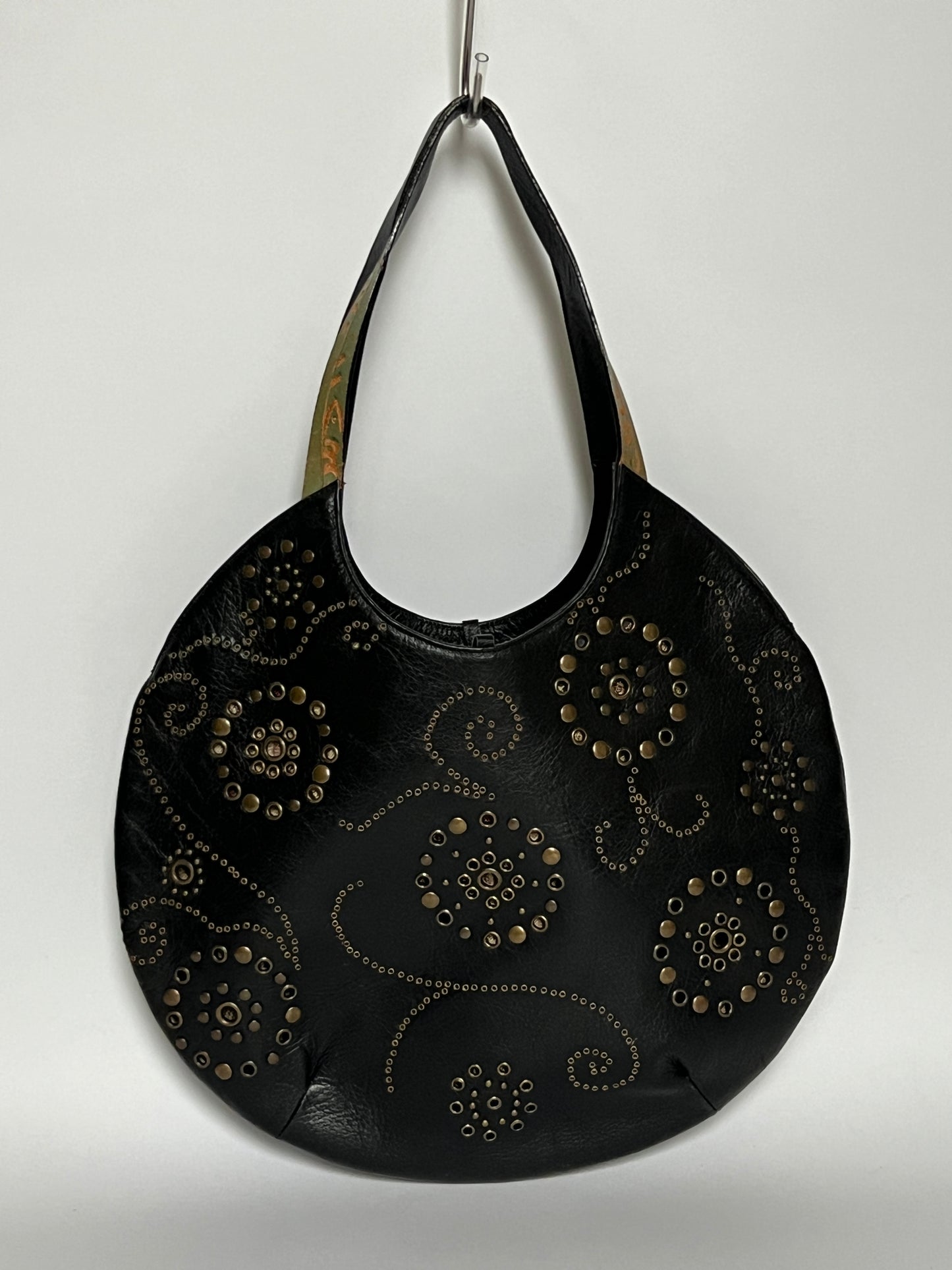 Black Leather Eyelet Tote Bag