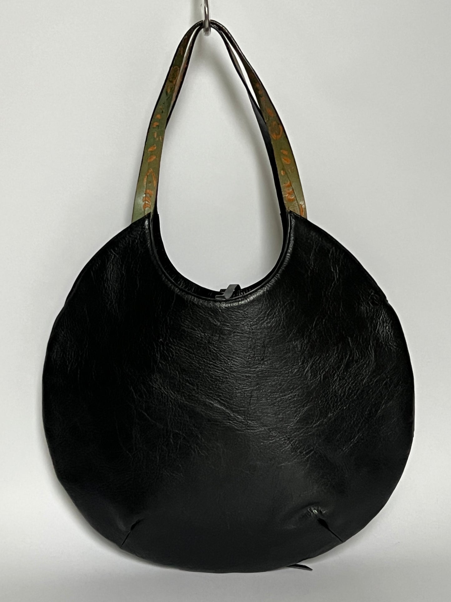 Black Leather Eyelet Tote Bag