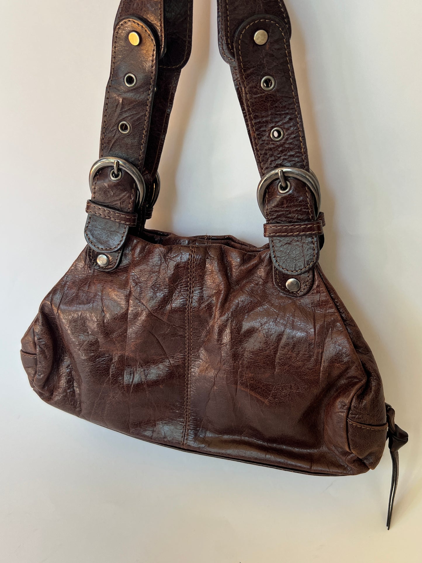 Slouchy Brown Leather Shoulder Bag