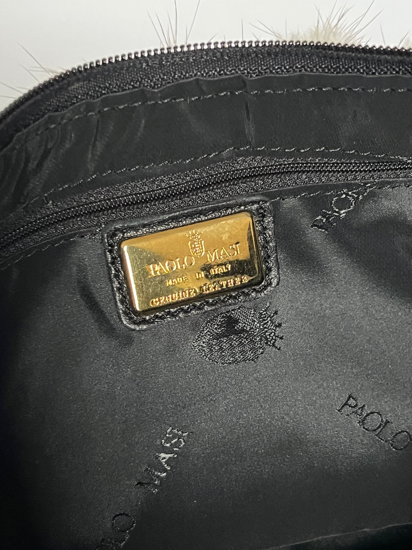 Black Leather Italian Fur Bag