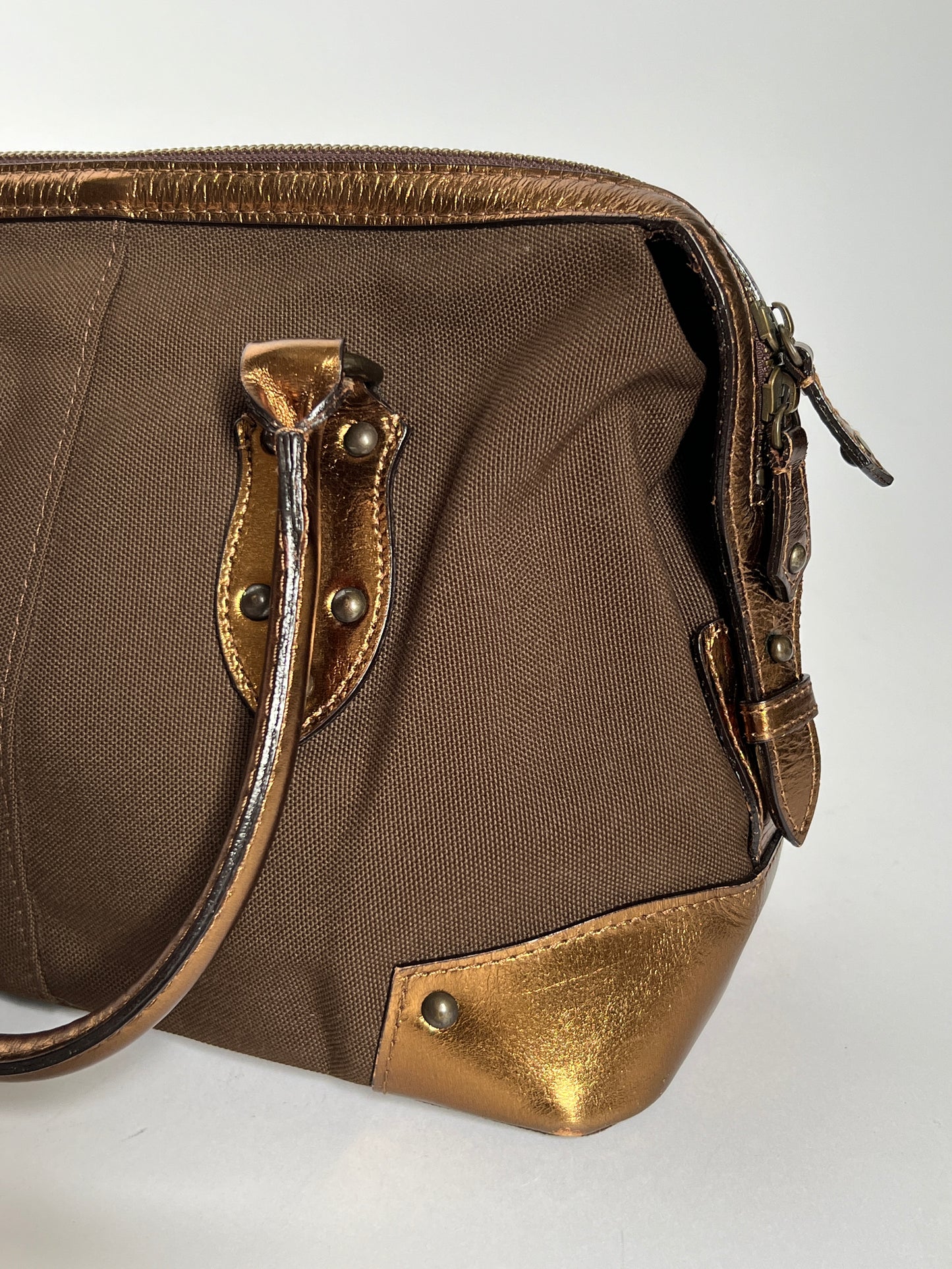 Y2K Metallic Bowler Bag