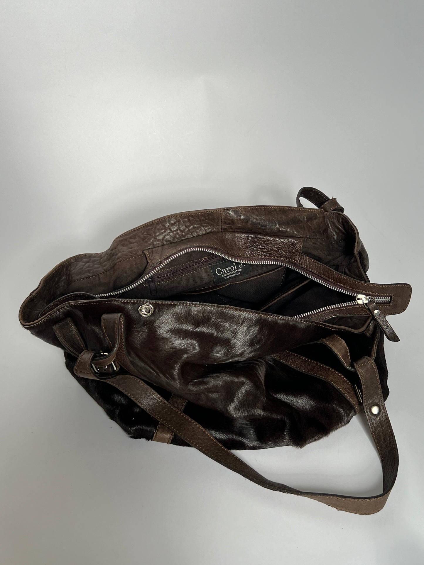 Choc Leather Cowhide Slouchy Bag